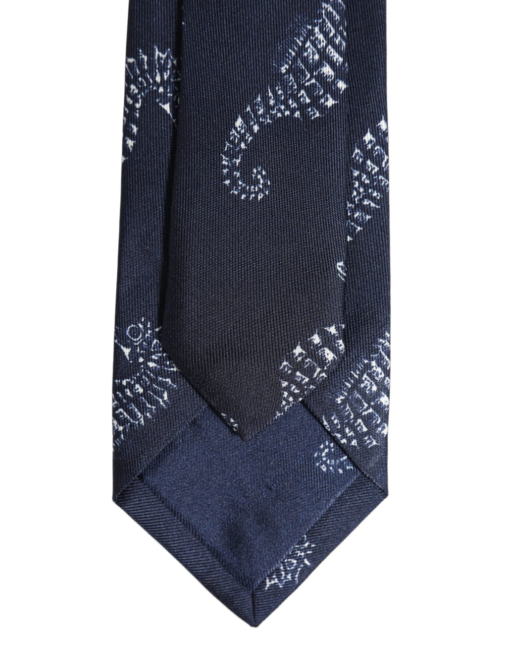 Dolce & Gabbana Dark Blue Silk Seahorse Print Adjustable Tied Necktie Tie