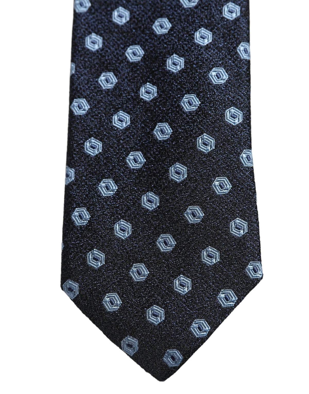 Dolce & Gabbana Men Blue Silk Geometric Adjustable Tied Necktie Tie