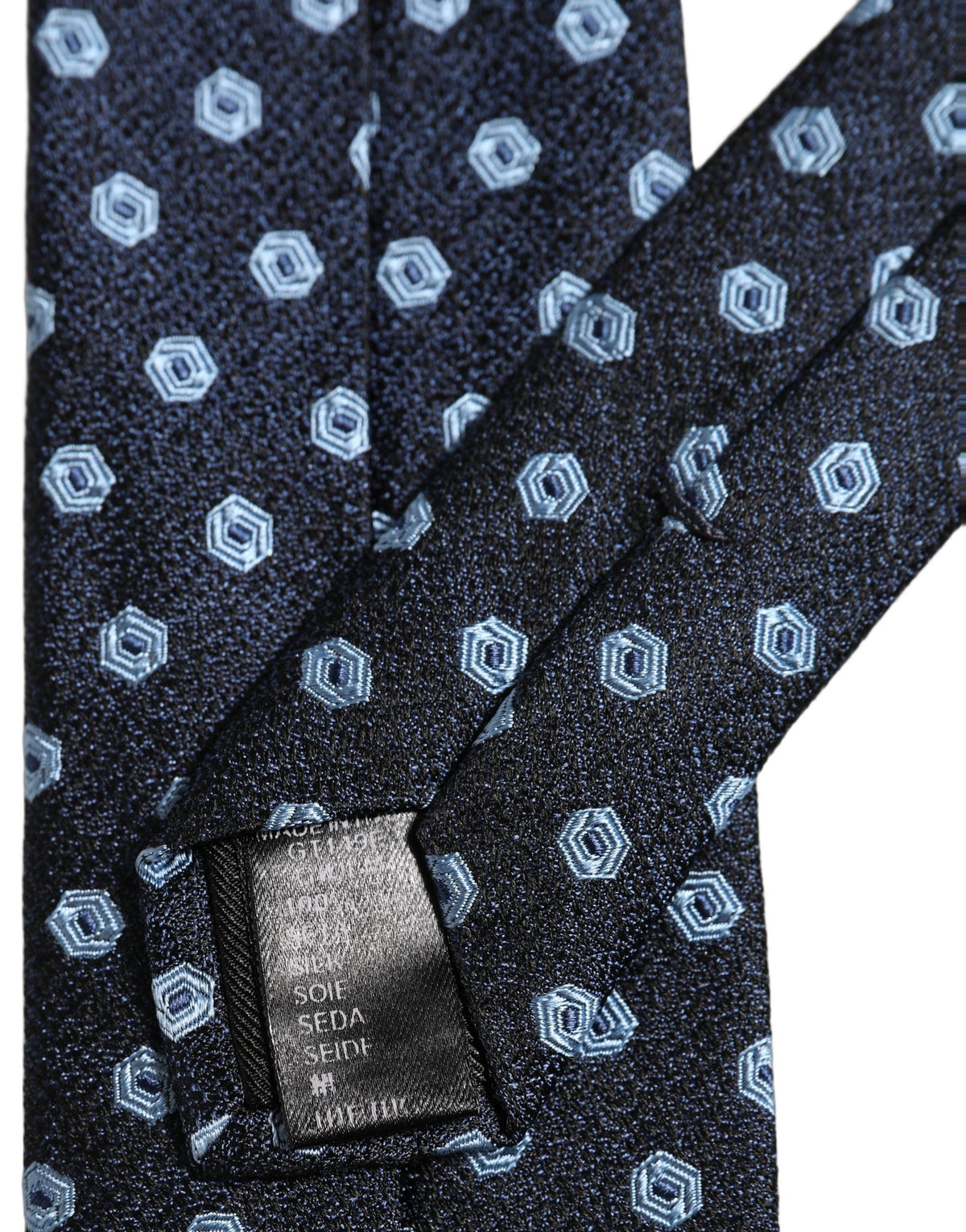 Dolce & Gabbana Men Blue Silk Geometric Adjustable Tied Necktie Tie