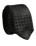 Dolce & Gabbana Men Black Silk Geometric Adjustable Tied Necktie Tie