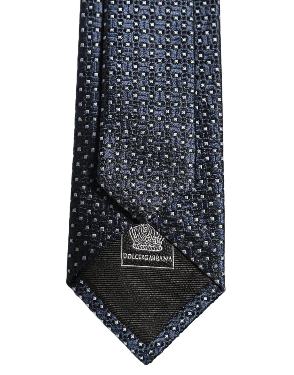 Dolce & Gabbana Men Blue Silk Geometric Adjustable Tied Necktie Tie
