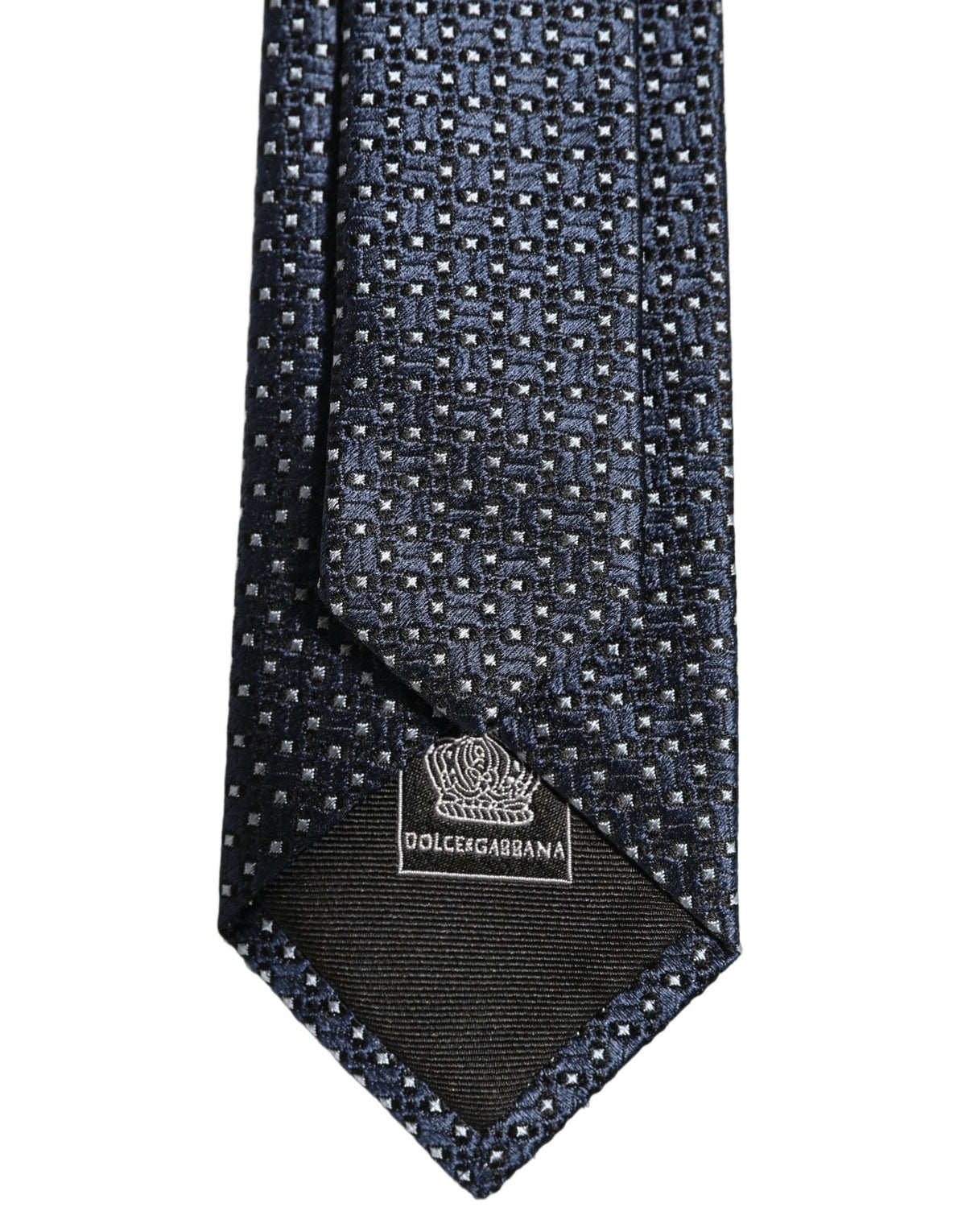 Dolce & Gabbana Men Blue Silk Geometric Adjustable Tied Necktie Tie