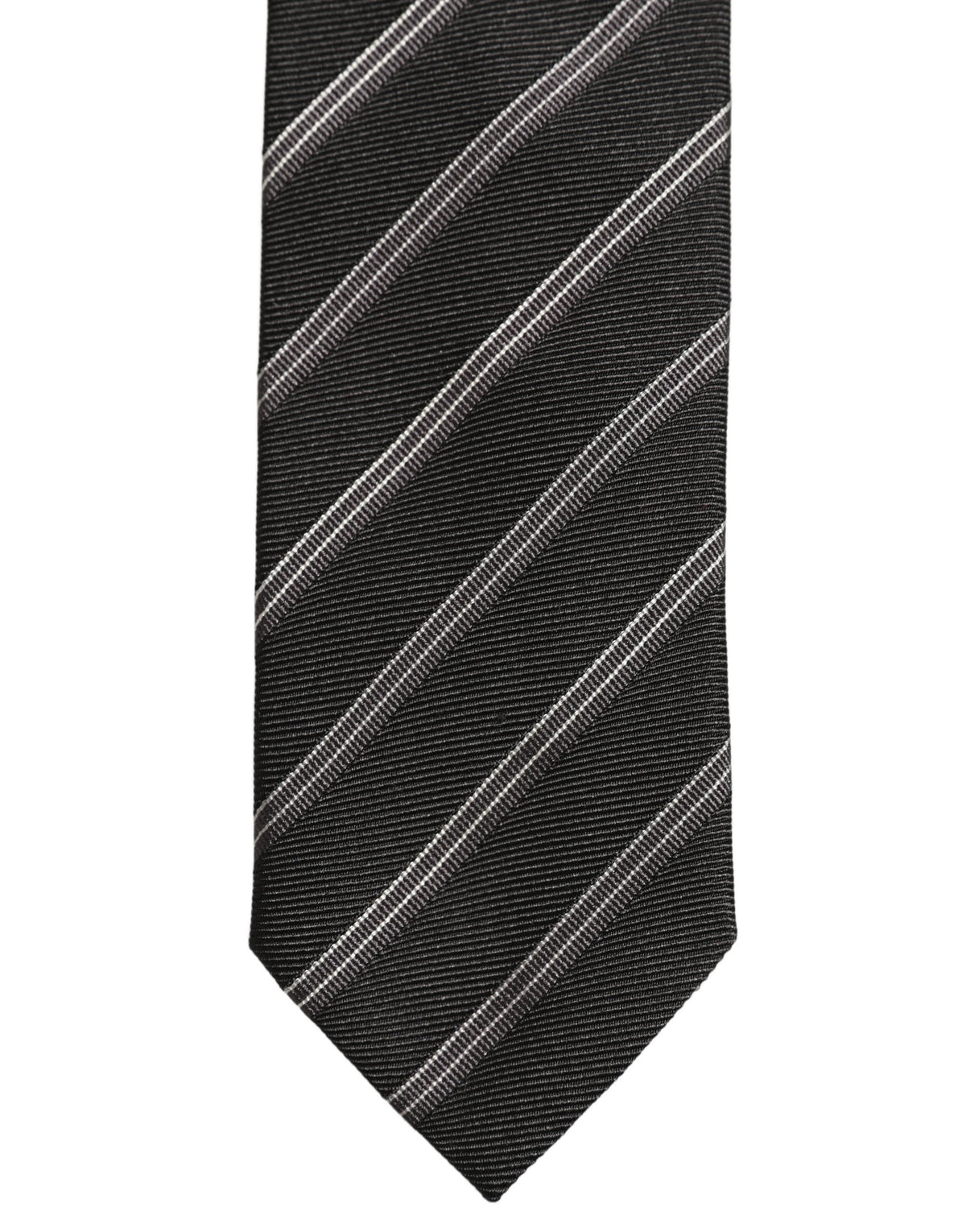 Dolce & Gabbana Men Black Silk Stripes Adjustable Tied Necktie Tie