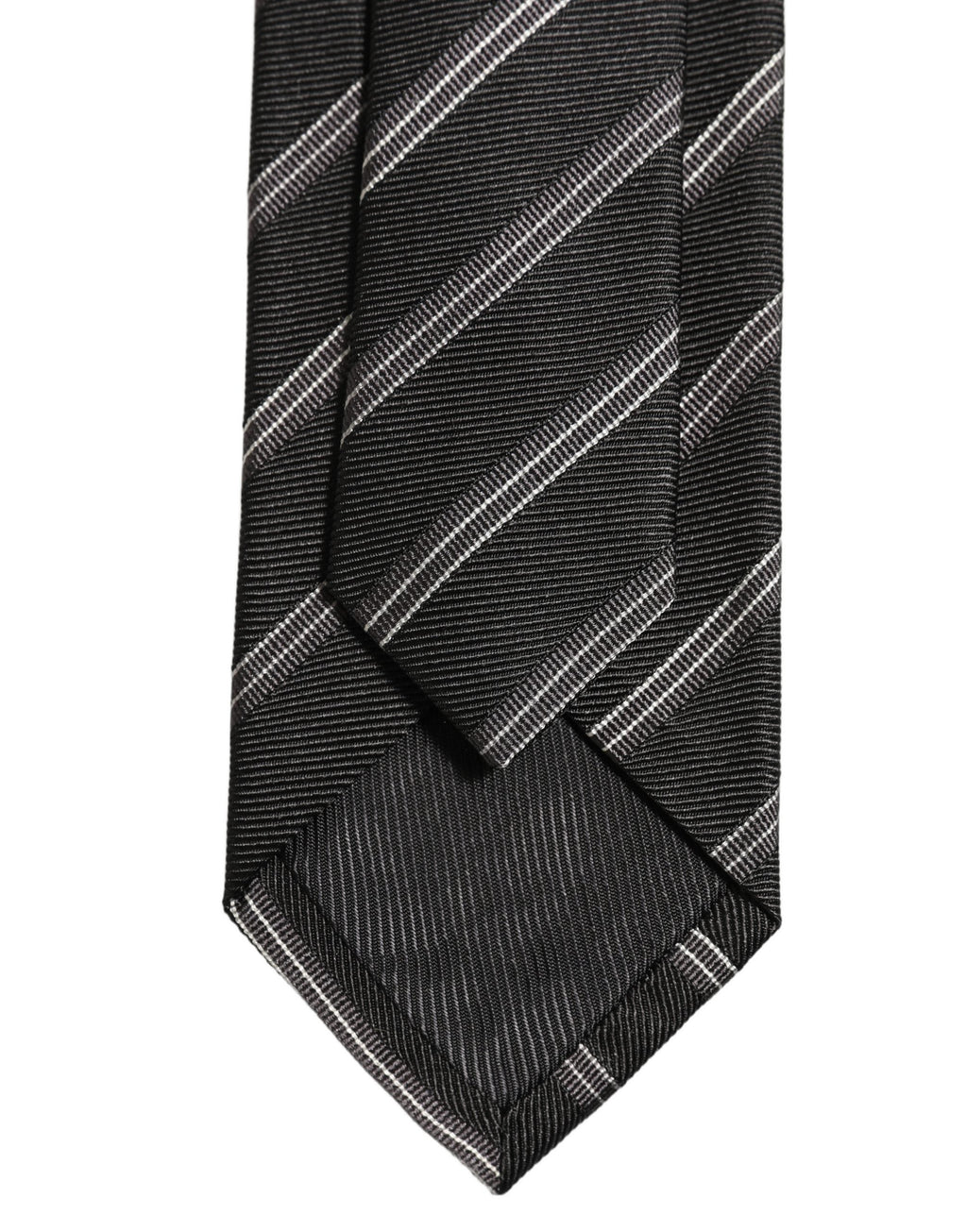 Dolce & Gabbana Men Black Silk Stripes Adjustable Tied Necktie Tie