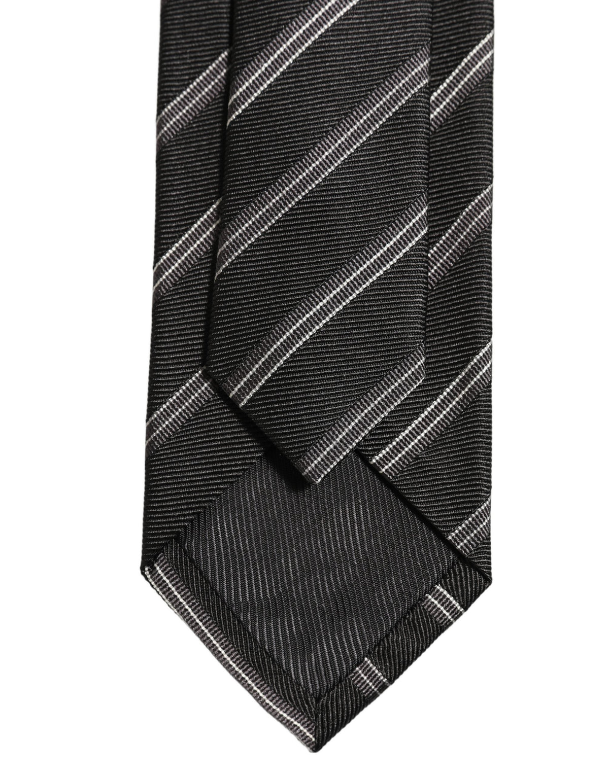 Dolce & Gabbana Men Black Silk Stripes Adjustable Tied Necktie Tie