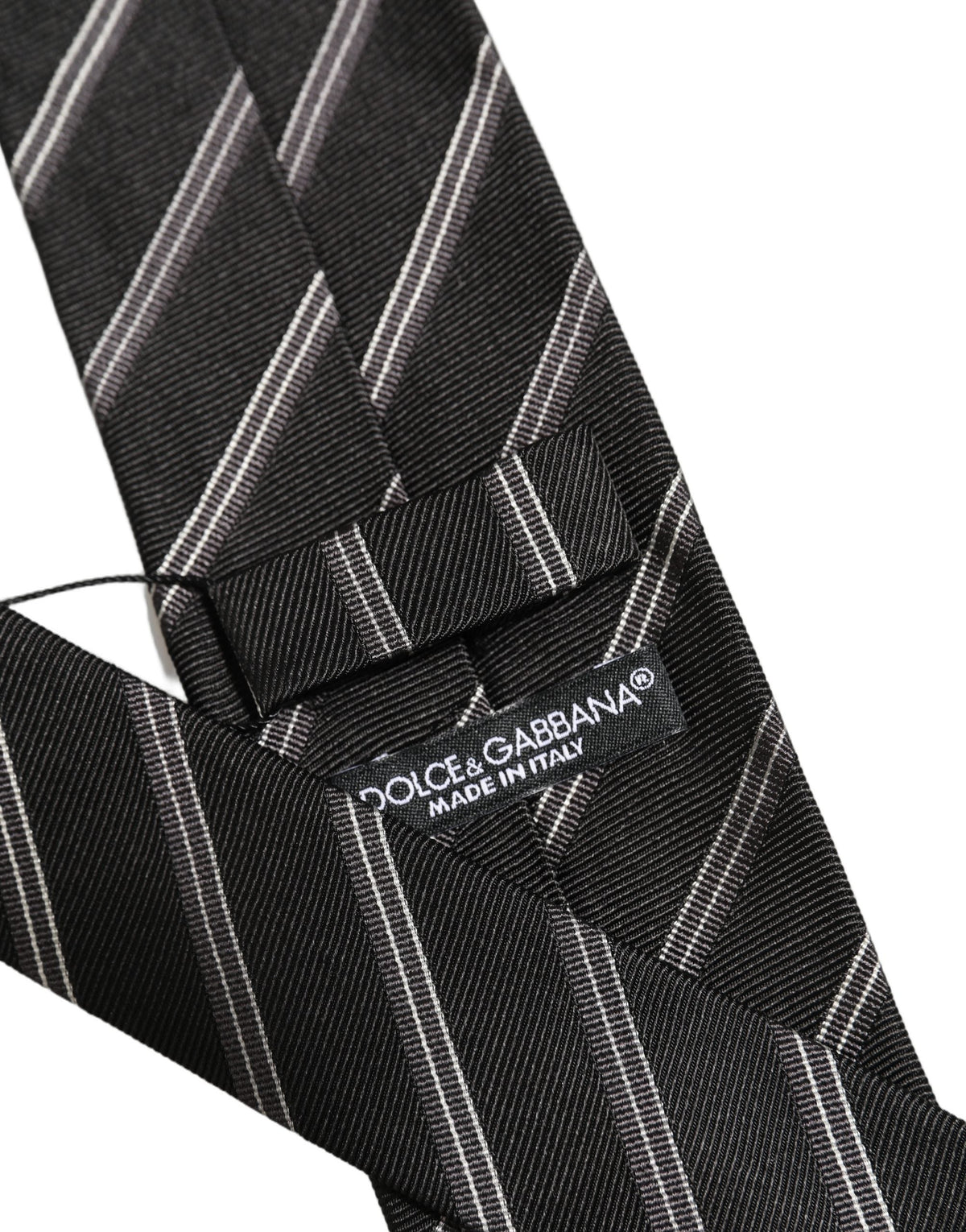 Dolce & Gabbana Men Black Silk Stripes Adjustable Tied Necktie Tie