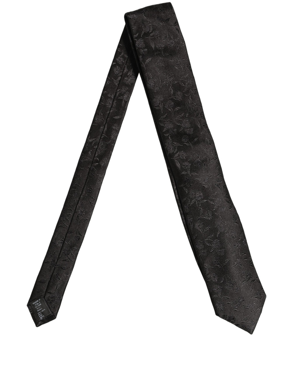 Dolce & Gabbana Black Silk Floral Jacquard Adjustable Tied Necktie Tie