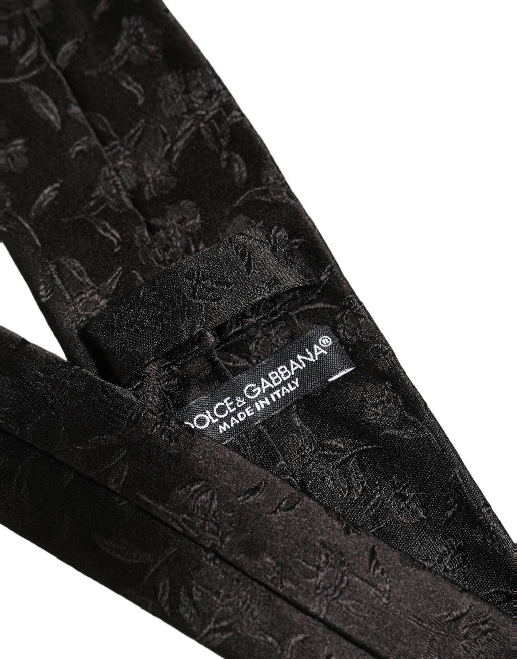 Dolce & Gabbana Black Silk Floral Jacquard Adjustable Tied Necktie Tie