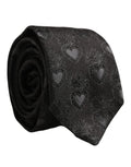 Dolce & Gabbana Men Black Silk Sacred Heart Adjustable Tied Necktie Tie