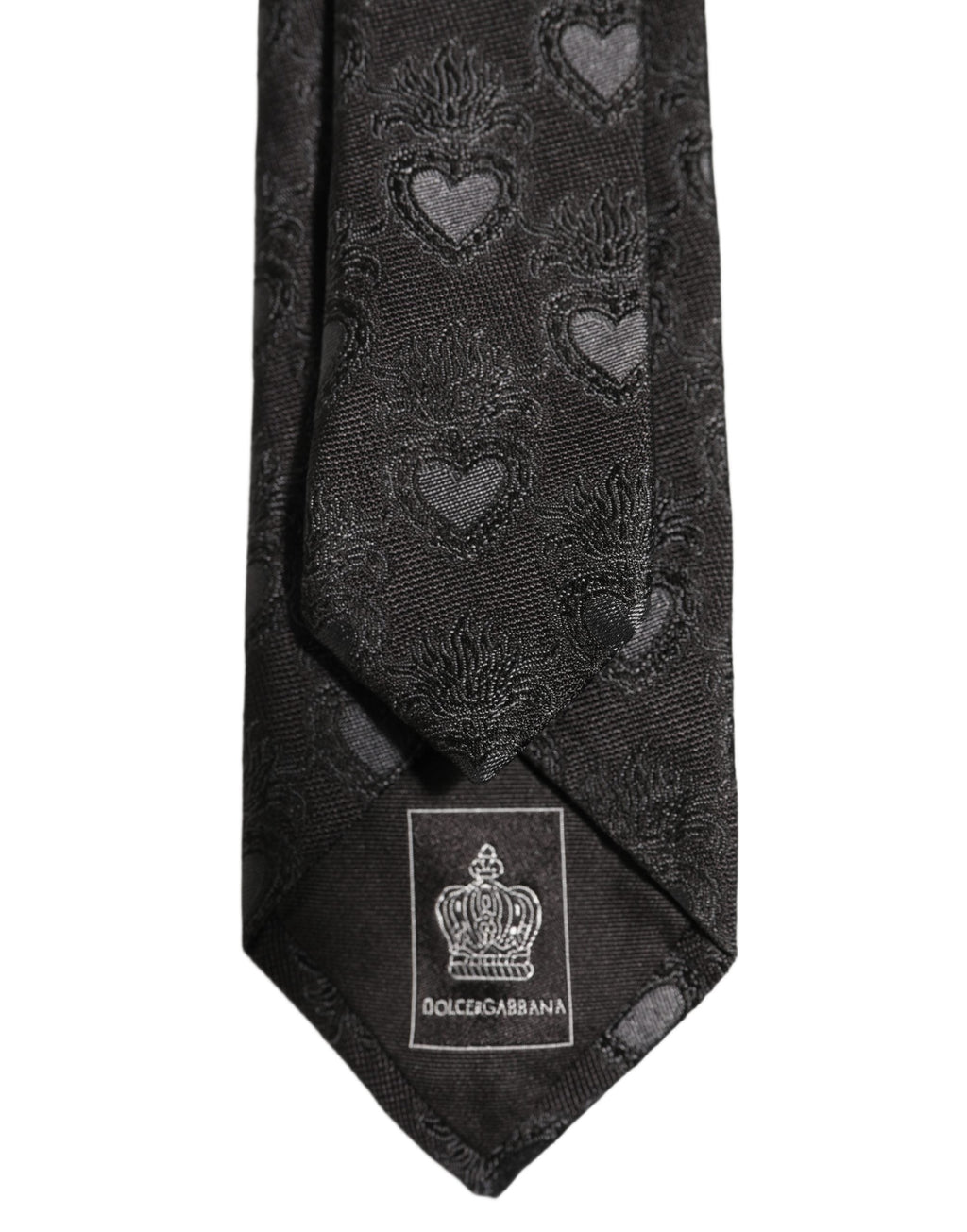 Dolce & Gabbana Men Black Silk Sacred Heart Adjustable Tied Necktie Tie