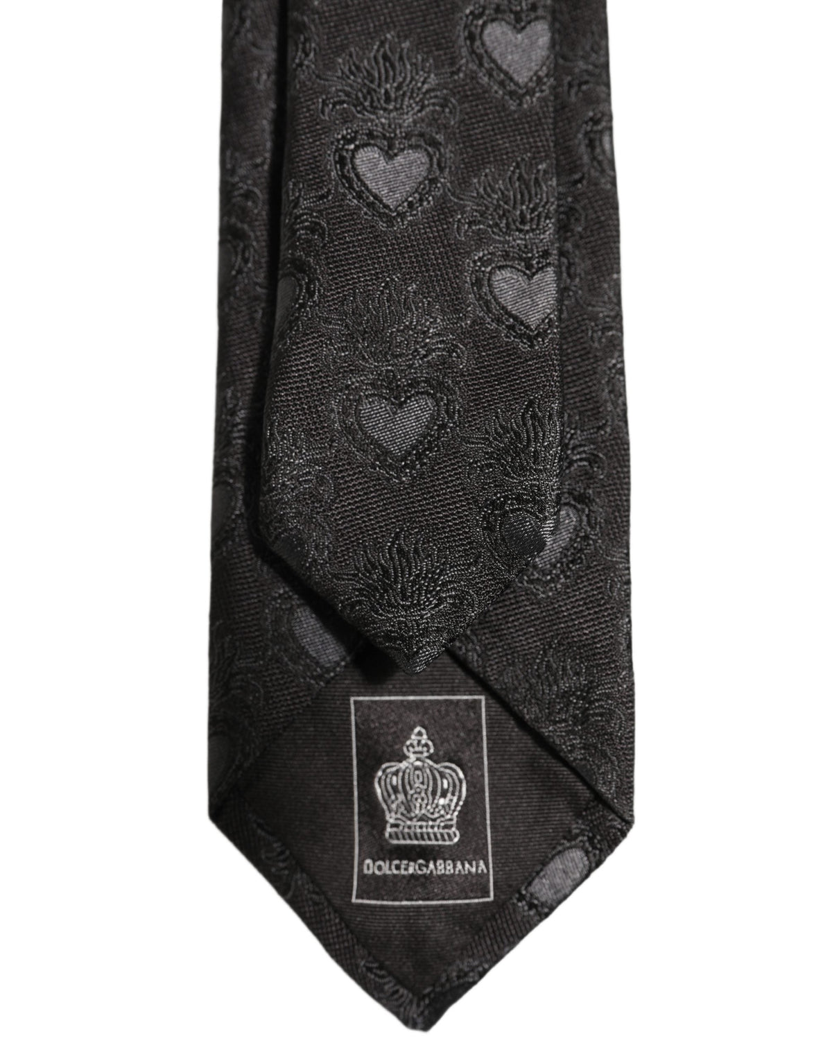 Dolce & Gabbana Men Black Silk Sacred Heart Adjustable Tied Necktie Tie