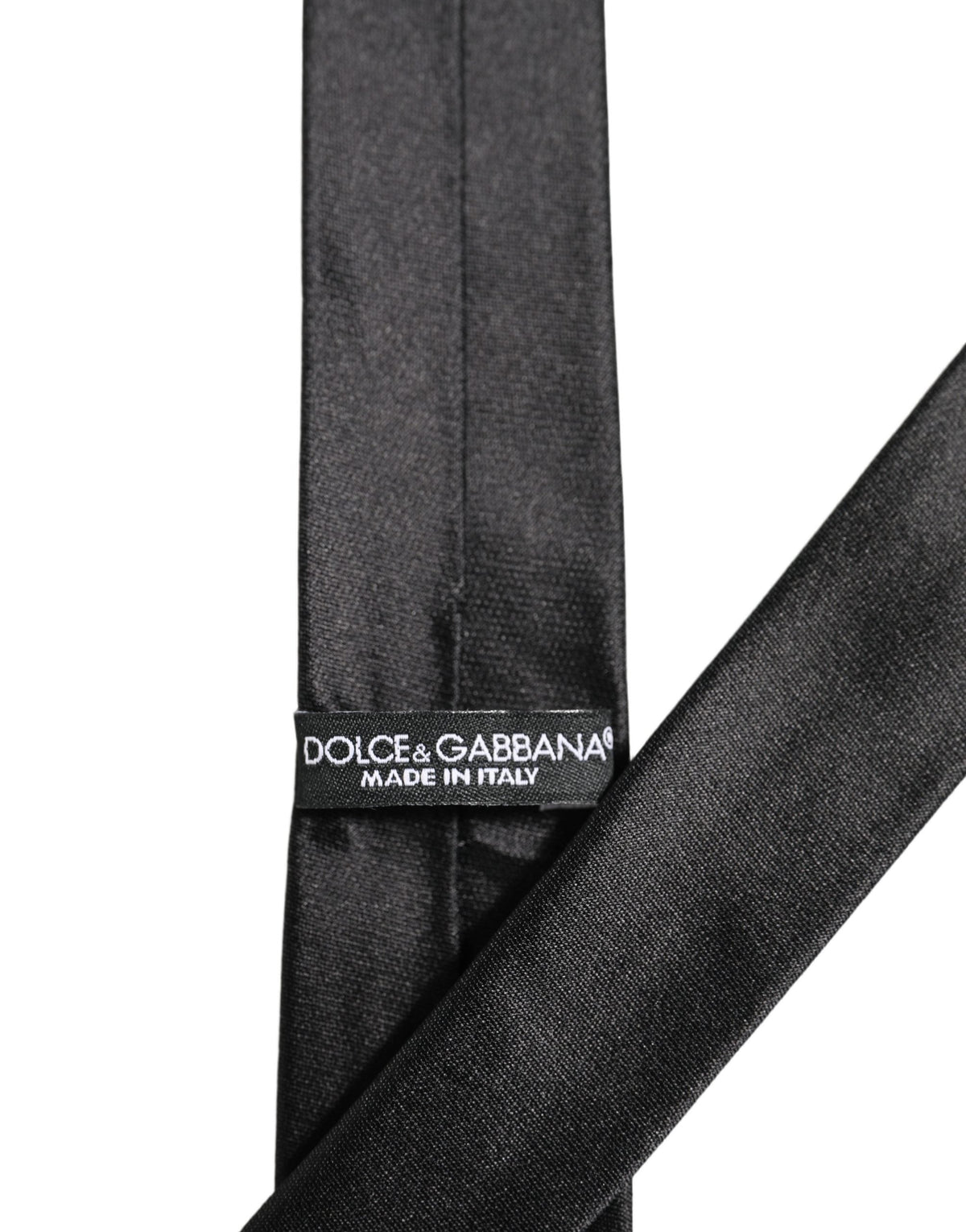 Dolce & Gabbana Men Black Satin Silk Classic Adjustable Tied Necktie Tie
