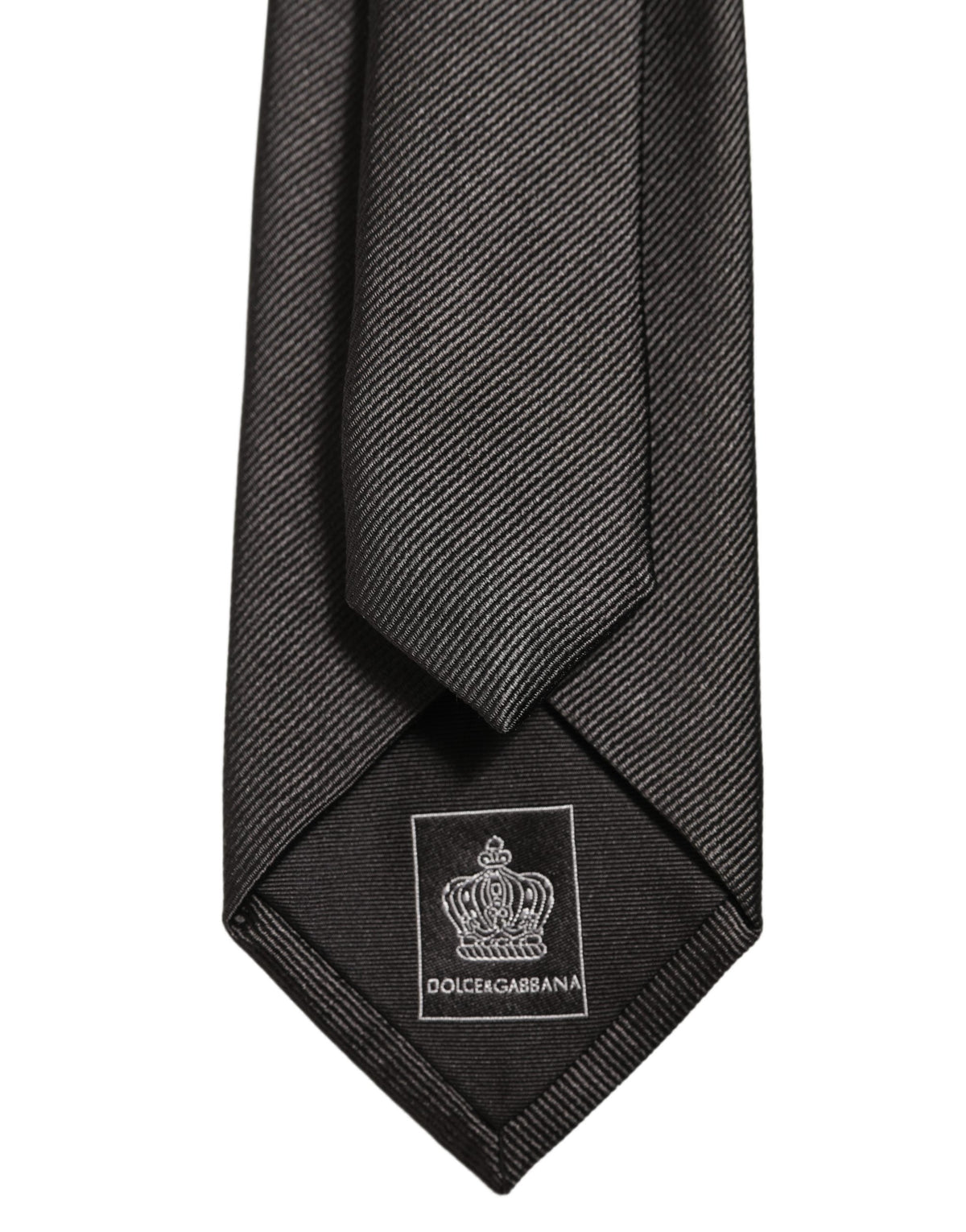 Dolce & Gabbana Men Dark Gray Silk Classic Adjustable Tied Necktie Tie