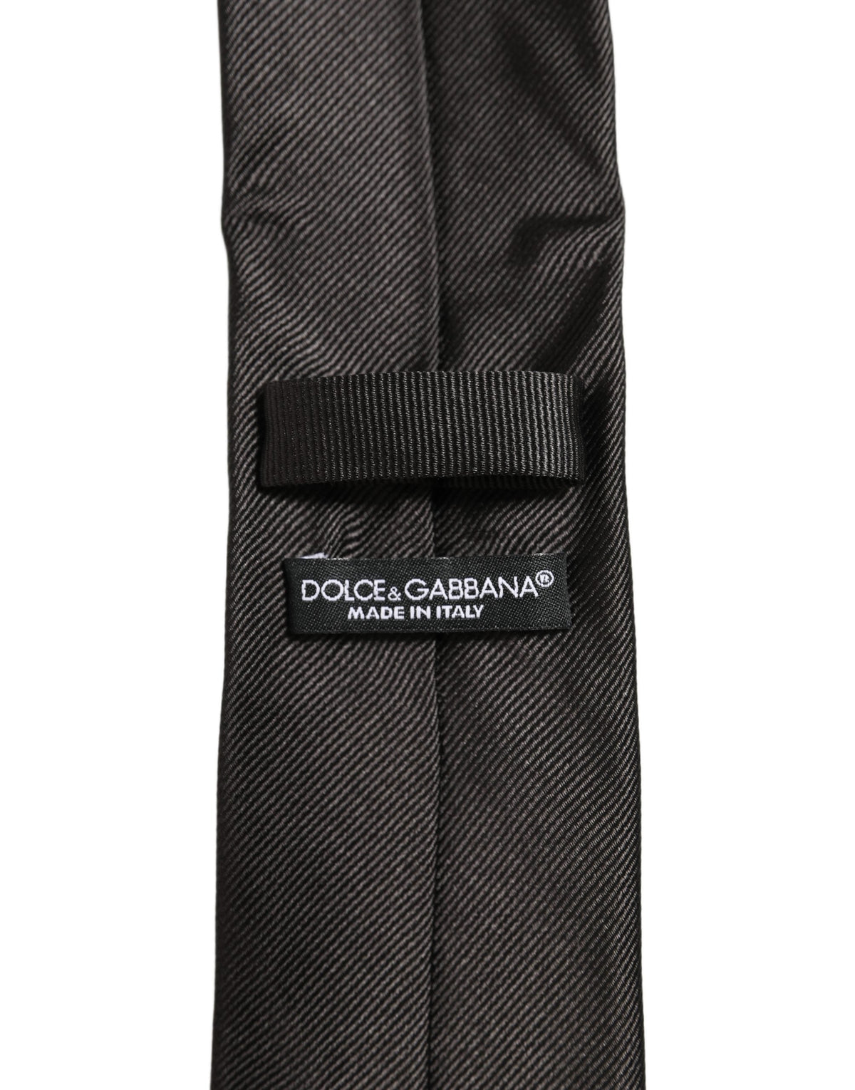 Dolce & Gabbana Men Dark Gray Silk Classic Adjustable Tied Necktie Tie