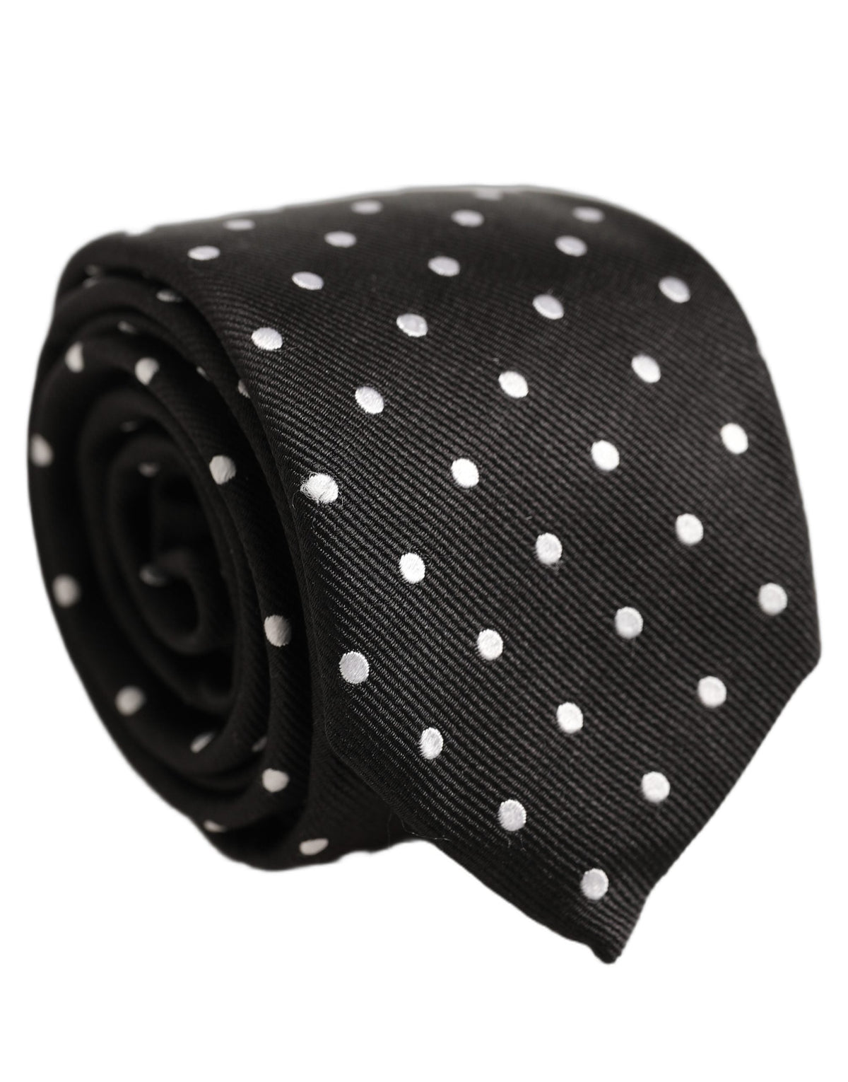 Dolce & Gabbana Black White Polka Dots Silk Adjustable Tied Necktie Tie