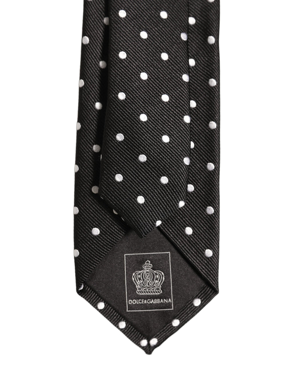 Dolce & Gabbana Black White Polka Dots Silk Adjustable Tied Necktie Tie