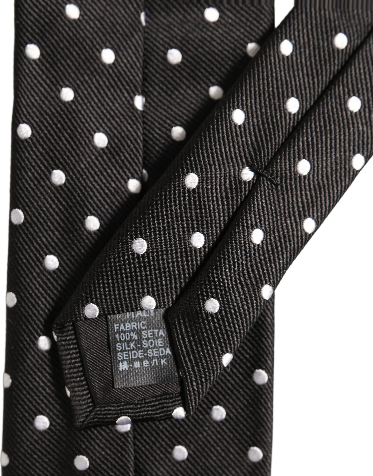 Dolce & Gabbana Black White Polka Dots Silk Adjustable Tied Necktie Tie