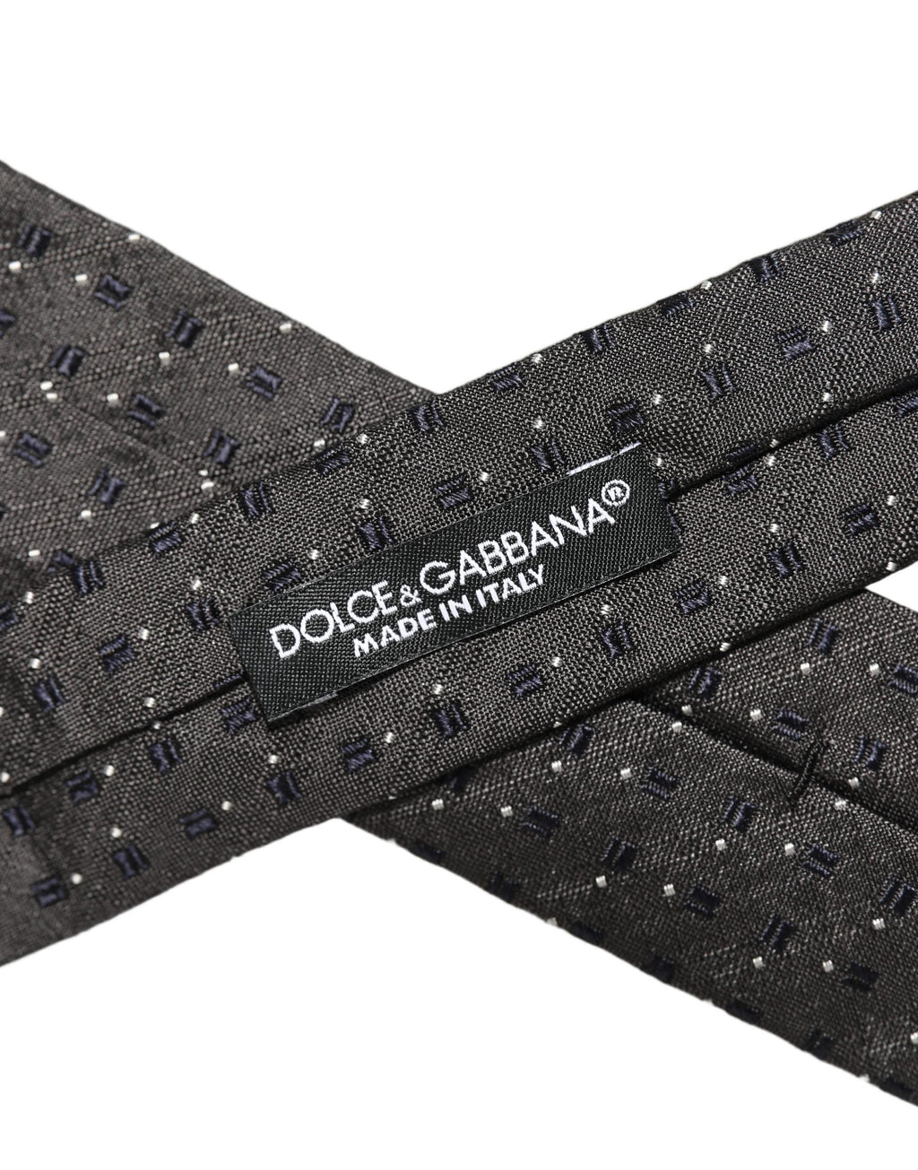 Dolce & Gabbana Men Dark Gray Geometric Silk Adjustable Tied Necktie Tie