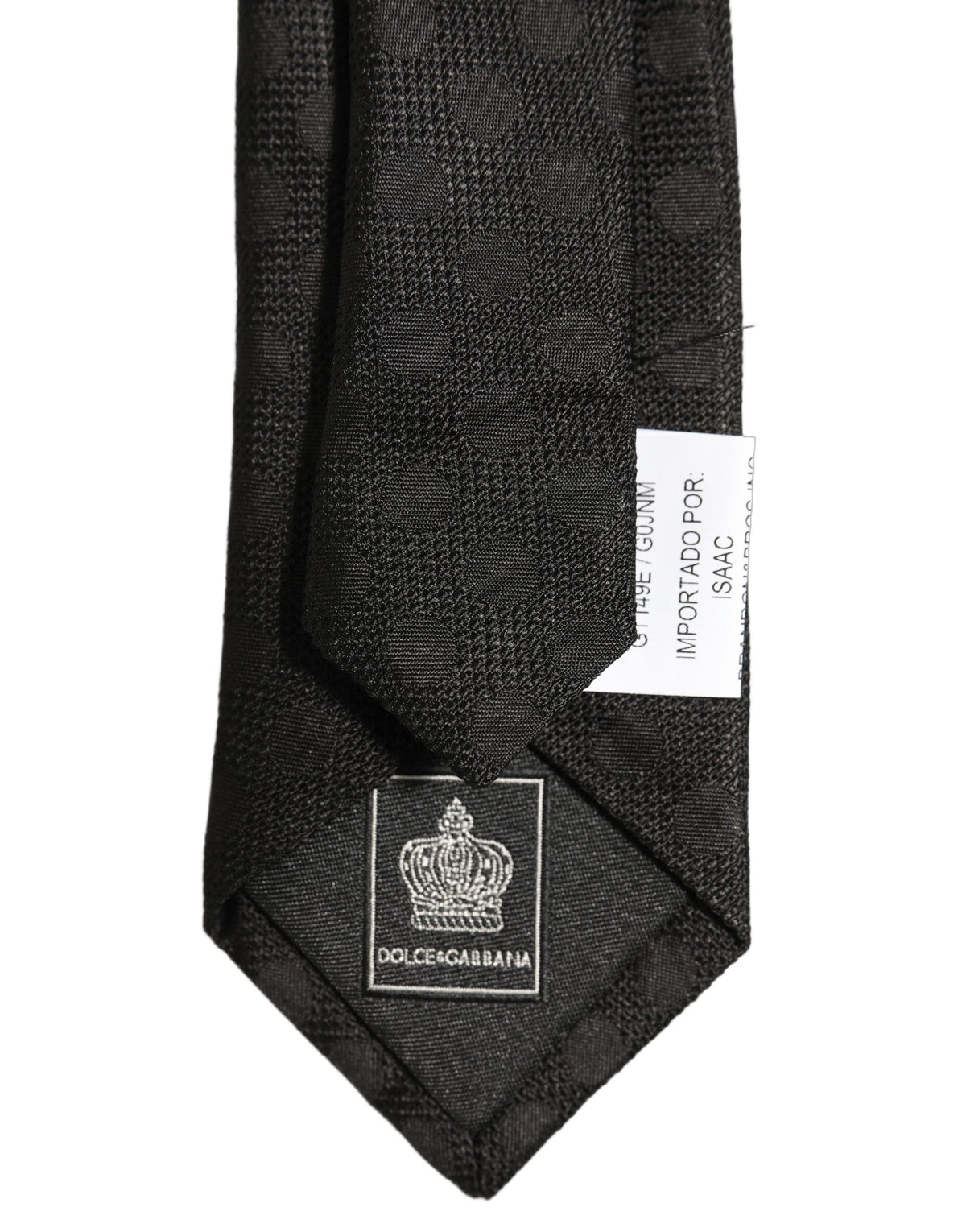 Dolce & Gabbana Black Polka Dot Jacquard Silk Adjustable Tied Necktie Tie