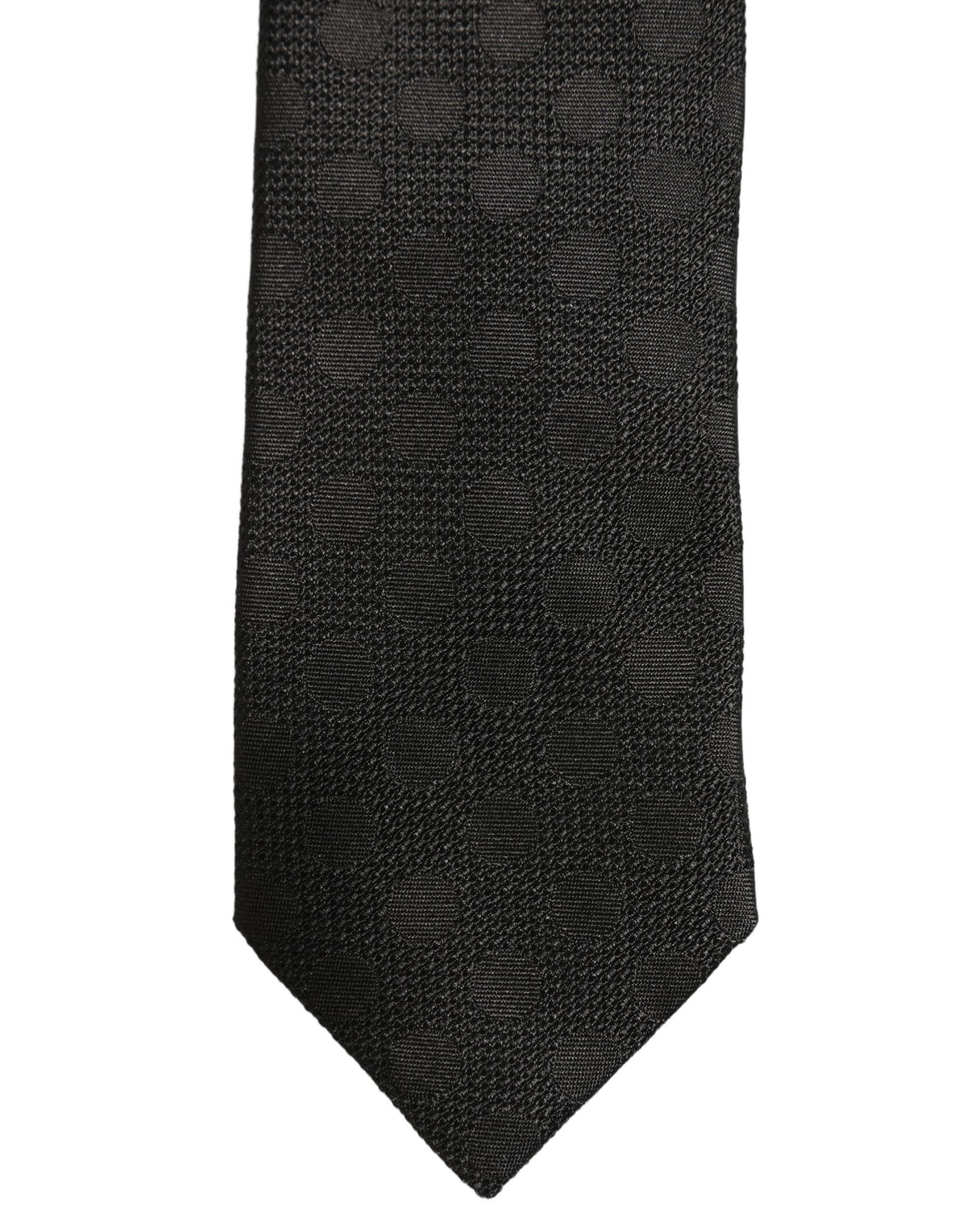 Dolce & Gabbana Black Polka Dot Jacquard Silk Adjustable Tied Necktie Tie