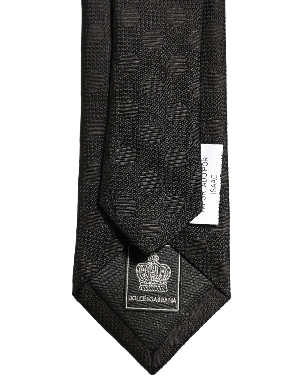 Dolce & Gabbana Black Polka Dot Jacquard Silk Adjustable Tied Necktie Tie