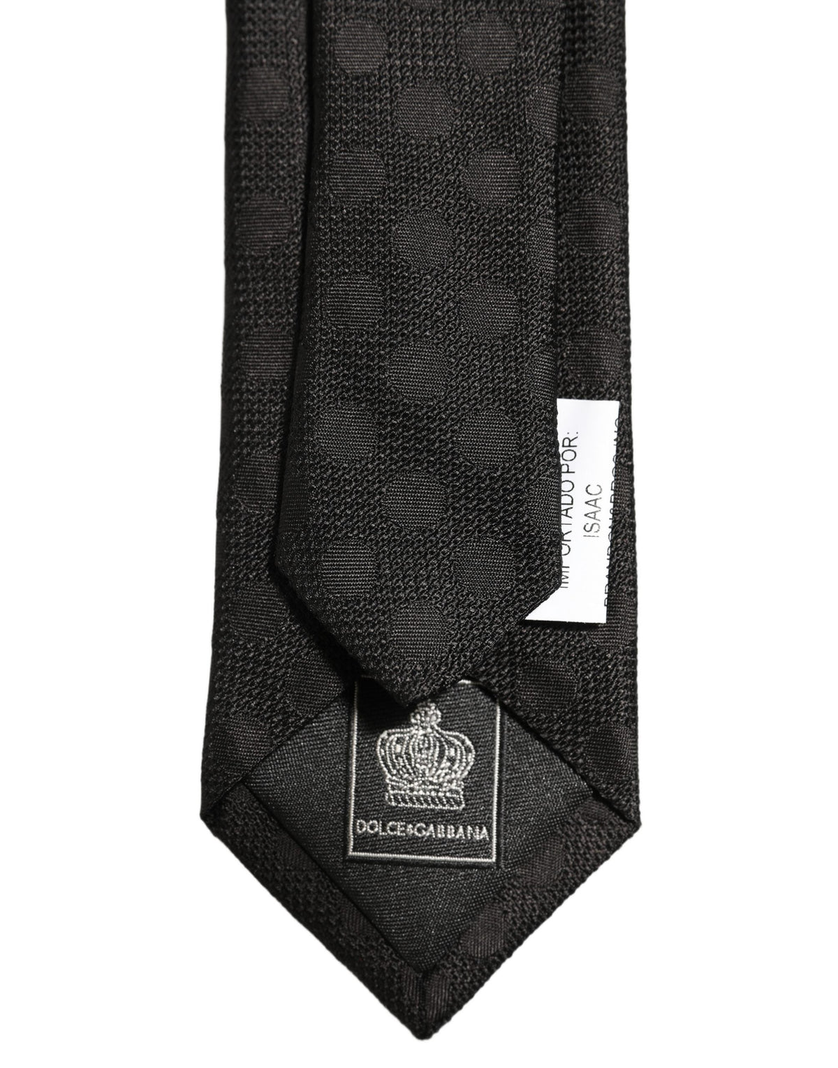 Dolce & Gabbana Black Polka Dot Jacquard Silk Adjustable Tied Necktie Tie