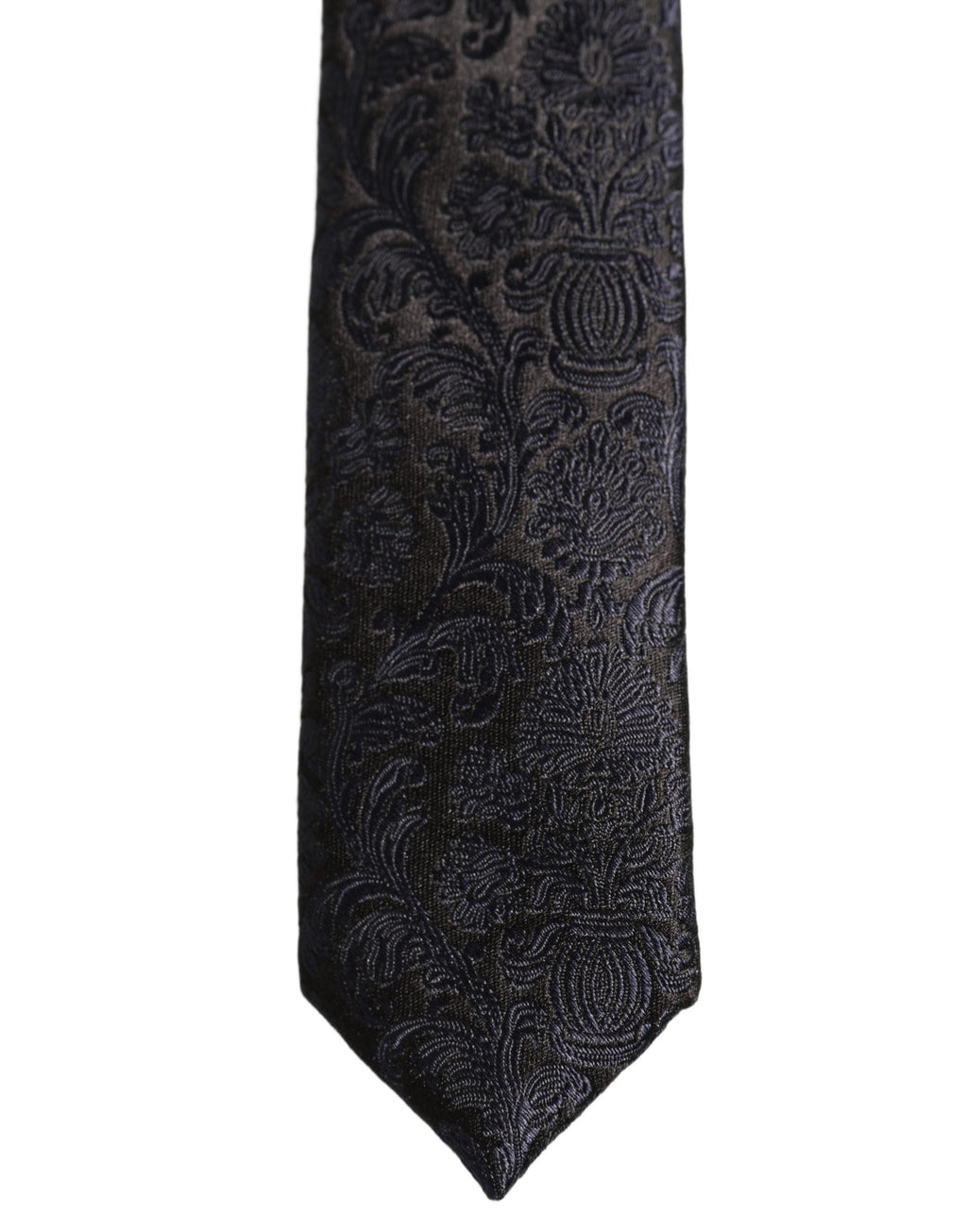 Dolce & Gabbana Men Dark Blue Floral Jacquard Adjustable Tied Necktie Tie
