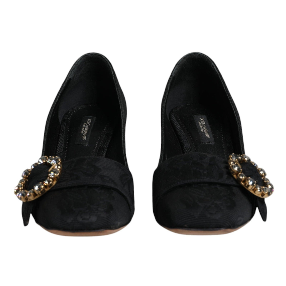 Dolce & Gabbana Black Brocade Crystals Heels Pumps Shoes