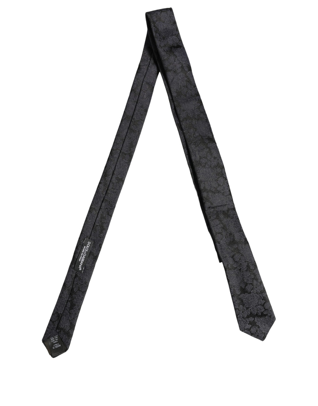Dolce & Gabbana Men Black Floral Jacquard Adjustable Tied Necktie Tie
