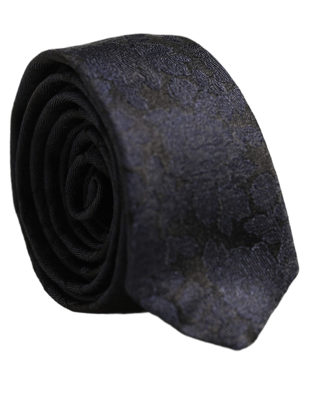 Dolce & Gabbana Men Black Floral Jacquard Adjustable Tied Necktie Tie