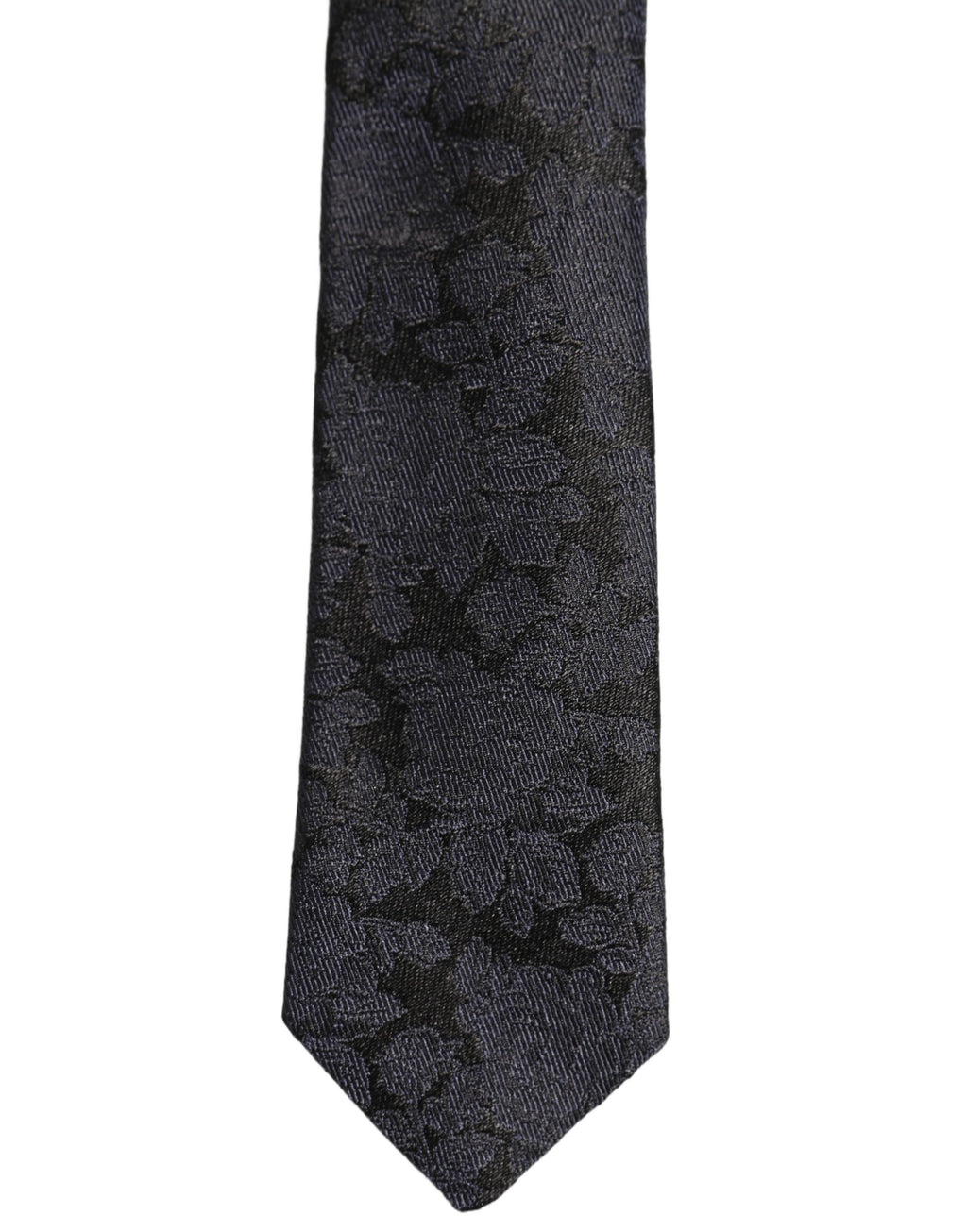 Dolce & Gabbana Men Black Floral Jacquard Adjustable Tied Necktie Tie