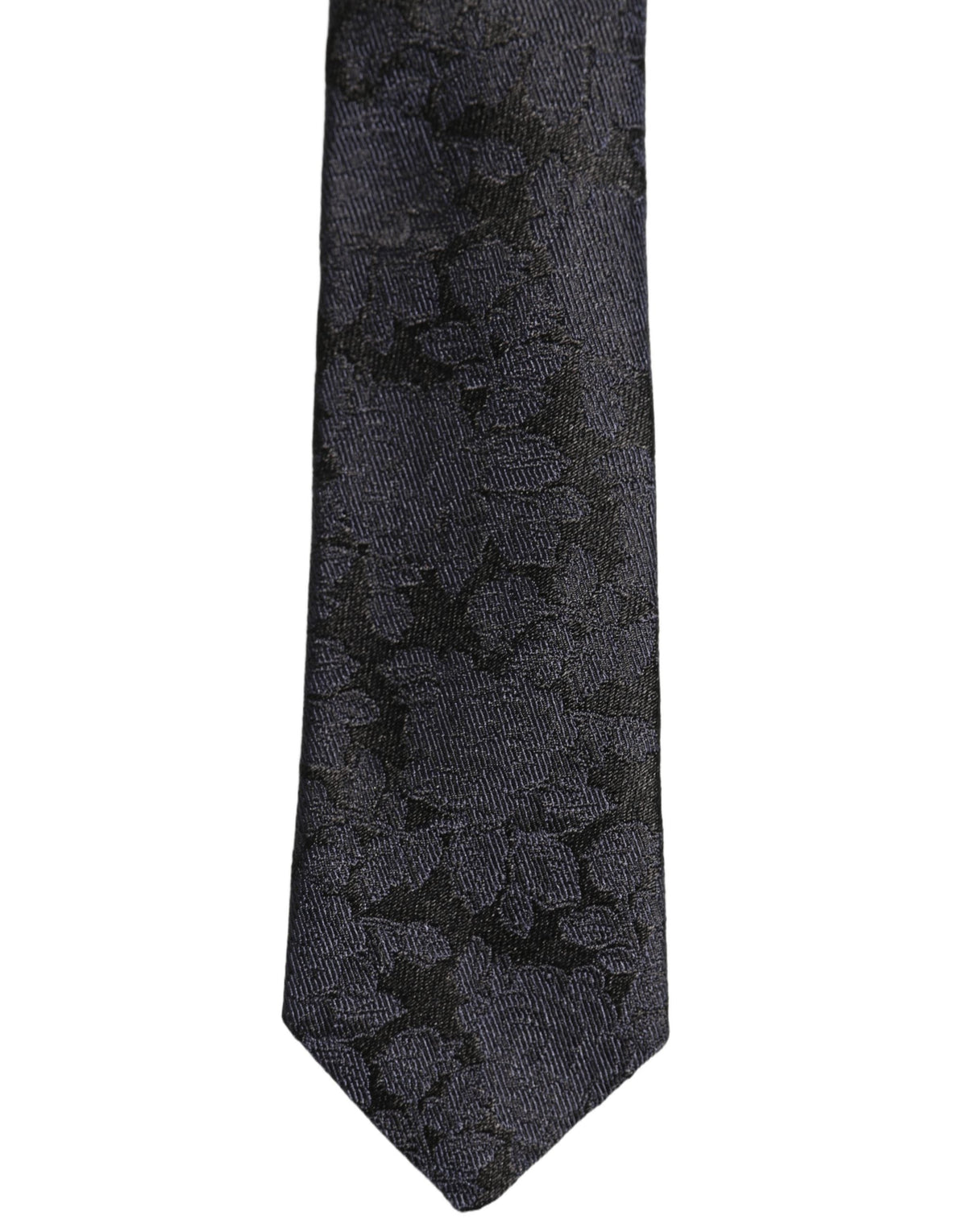 Dolce & Gabbana Men Black Floral Jacquard Adjustable Tied Necktie Tie