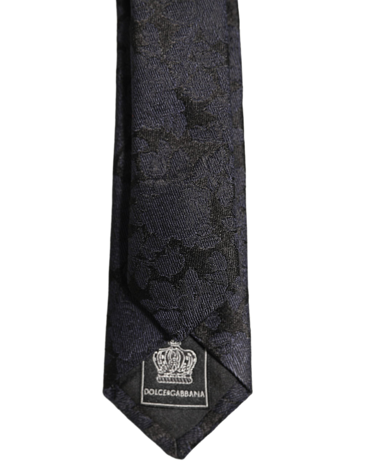 Dolce & Gabbana Men Black Floral Jacquard Adjustable Tied Necktie Tie