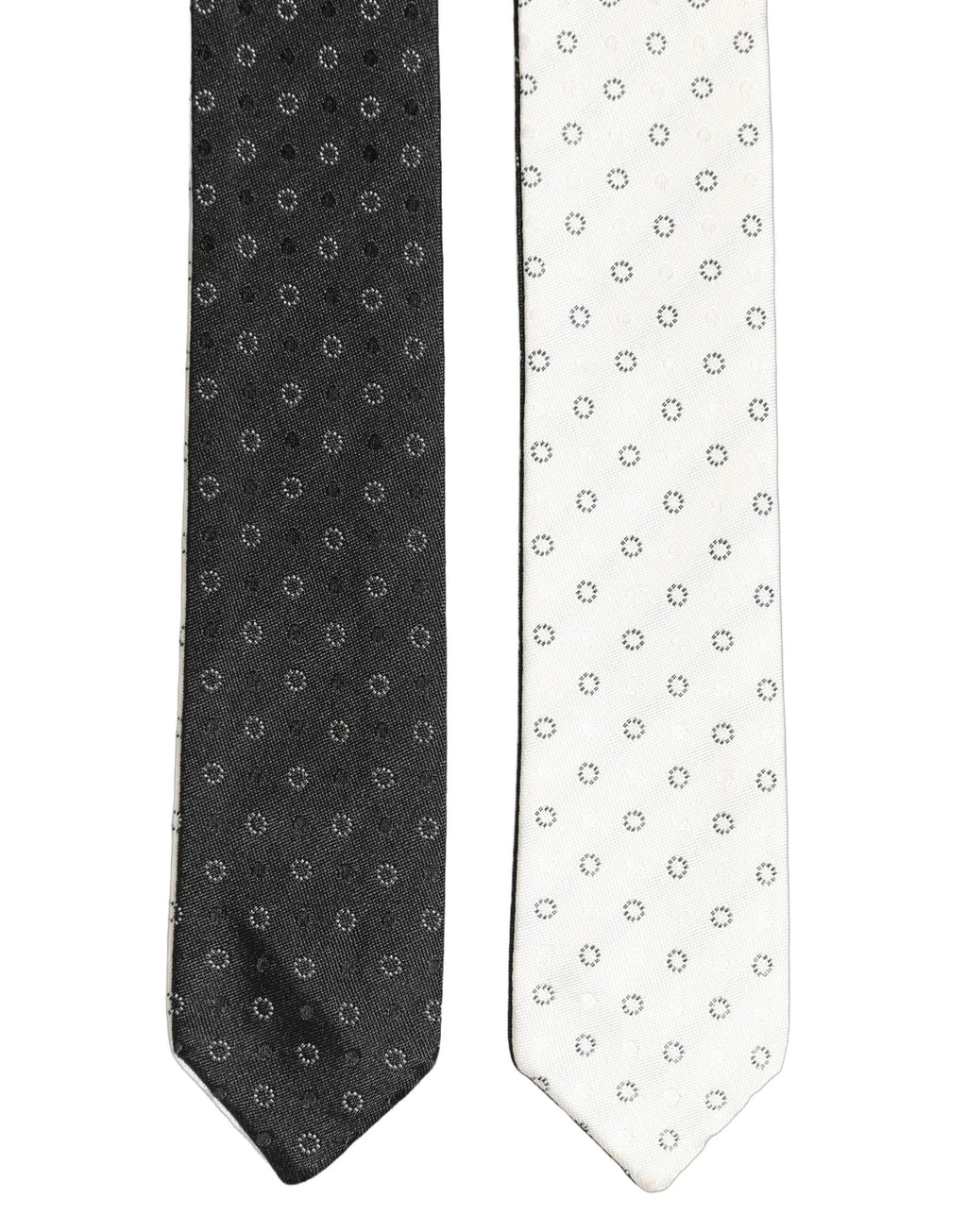 Dolce & Gabbana Black White Geometric Silk Adjustable Tied Necktie Tie