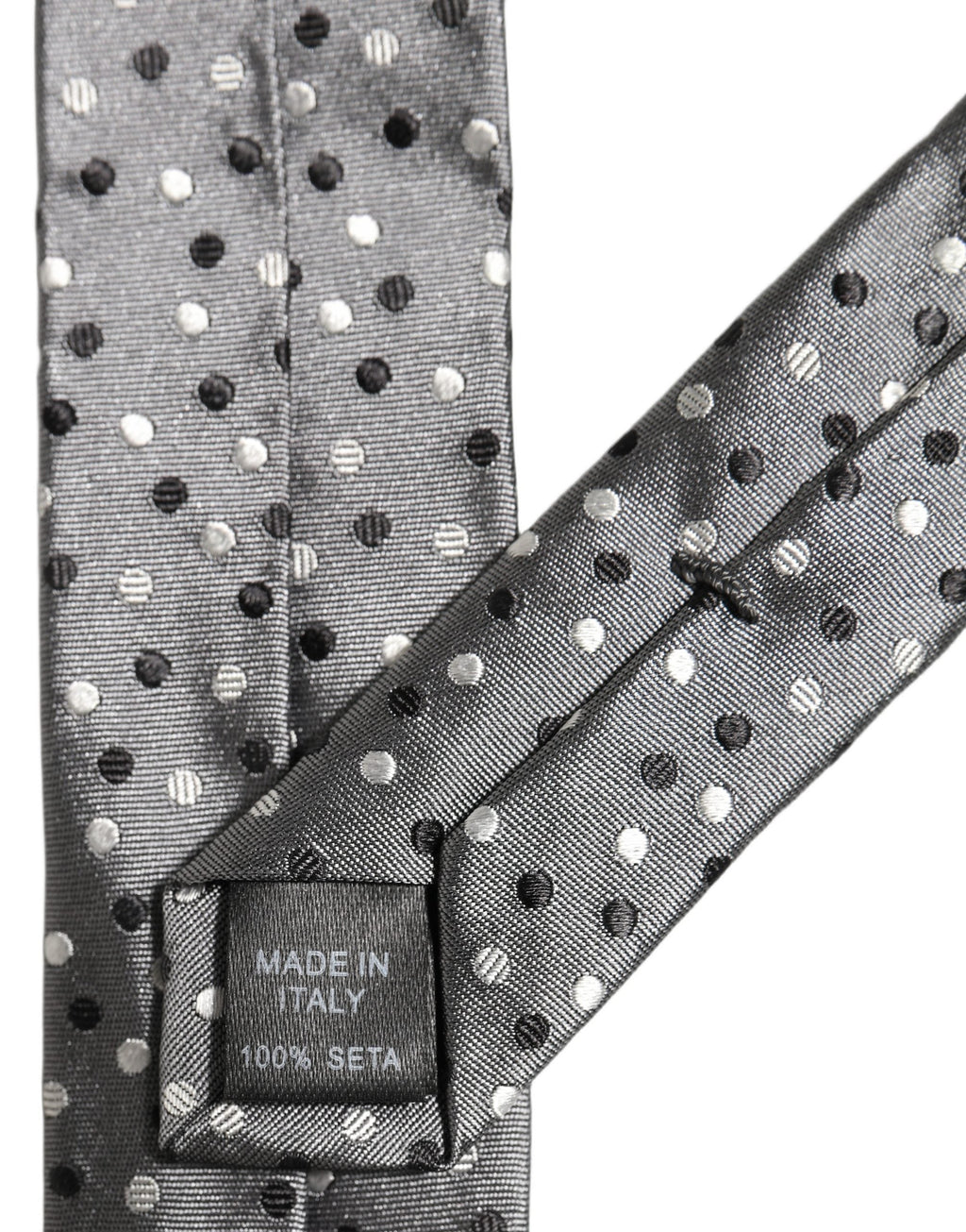 Dolce & Gabbana Men Gray Polka Dot Silk Adjustable Tied Necktie Tie