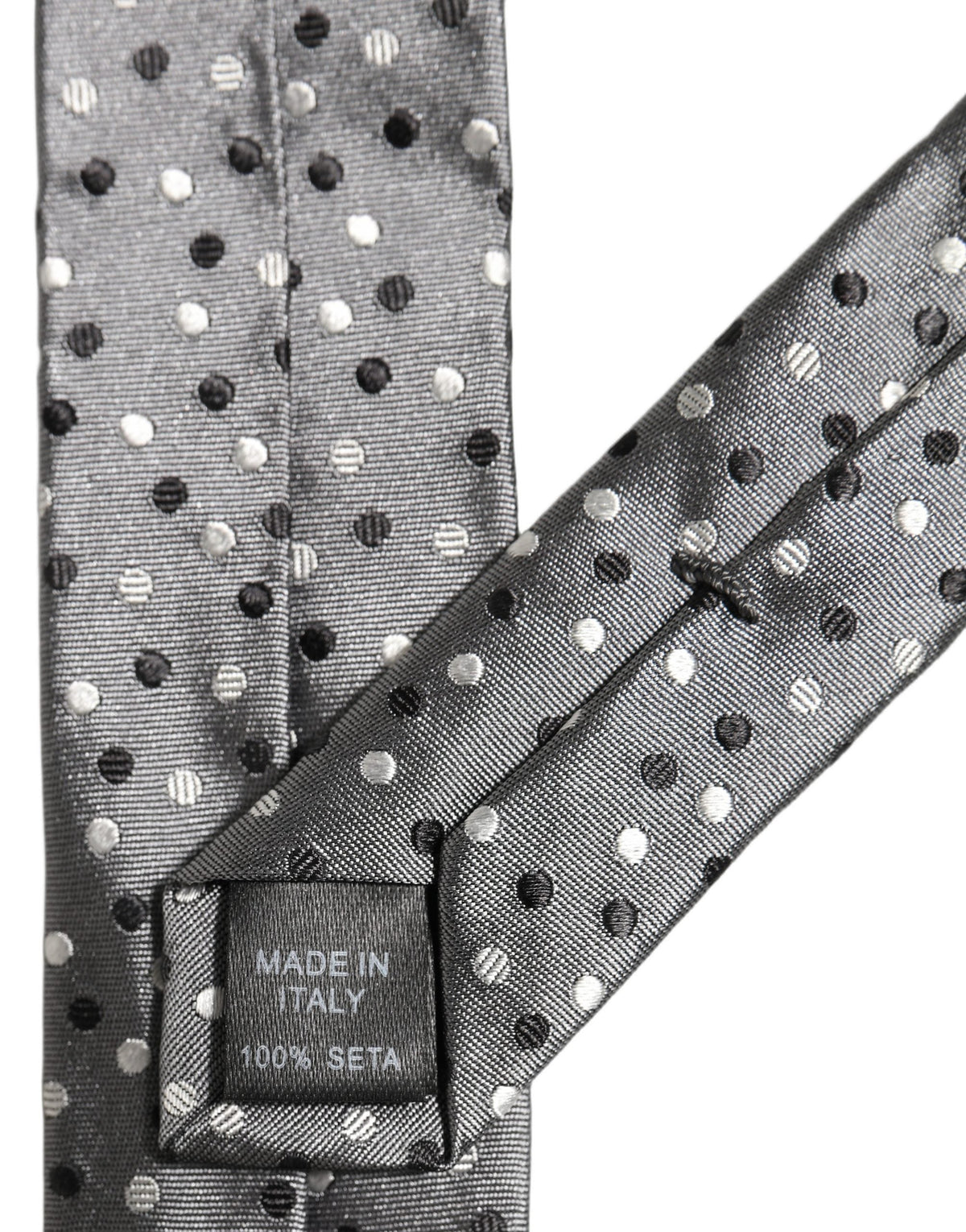 Dolce & Gabbana Men Gray Polka Dot Silk Adjustable Tied Necktie Tie