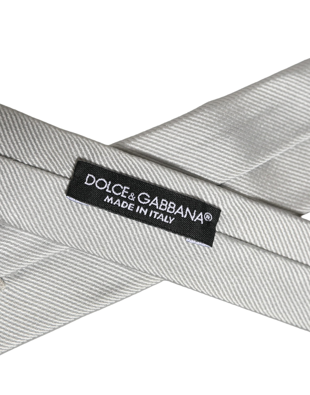 Dolce & Gabbana Men Light Gray Textured Silk Adjustable Tied Necktie Tie