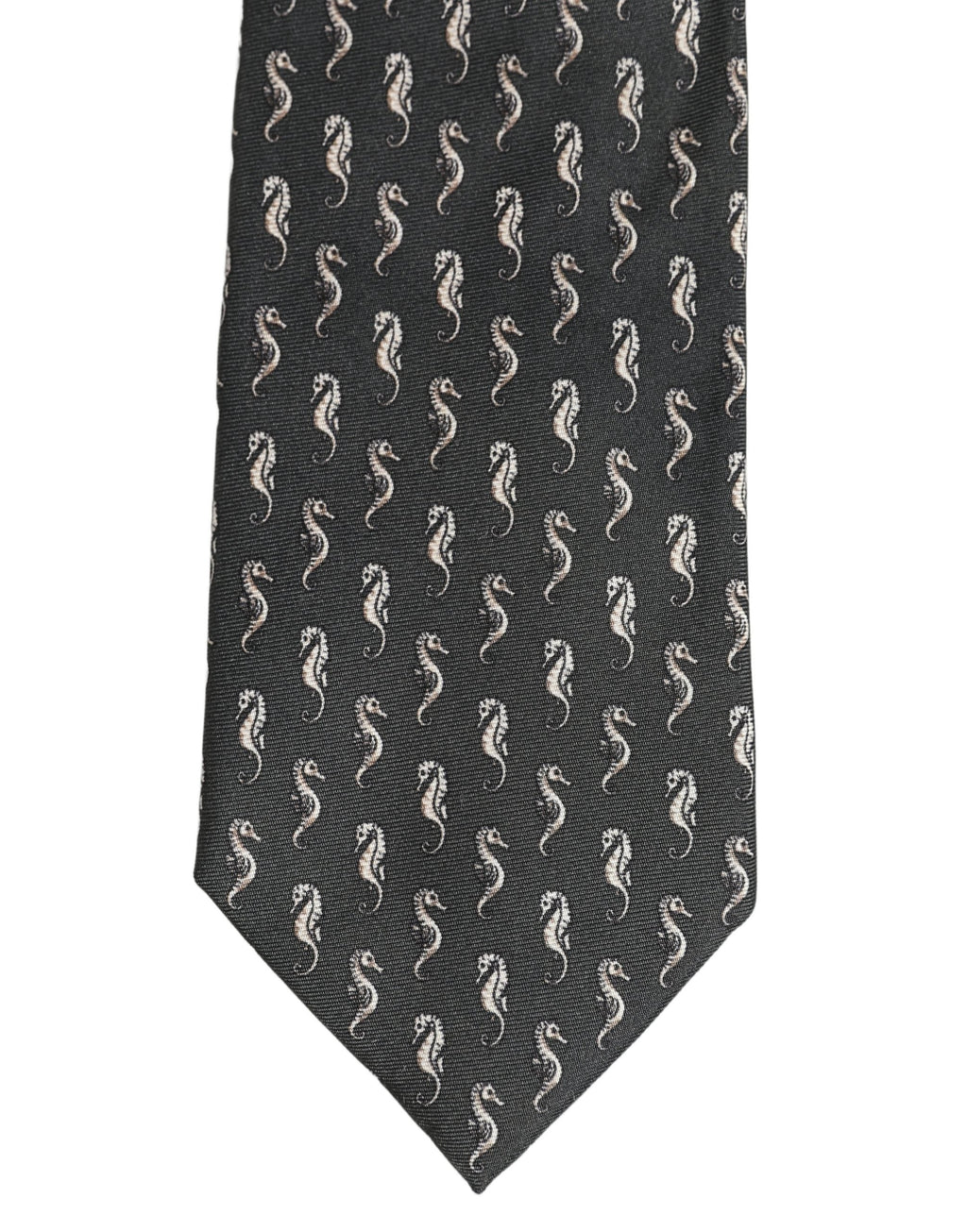 Dolce & Gabbana Men Black Seahorse Silk Adjustable Tied Necktie Tie