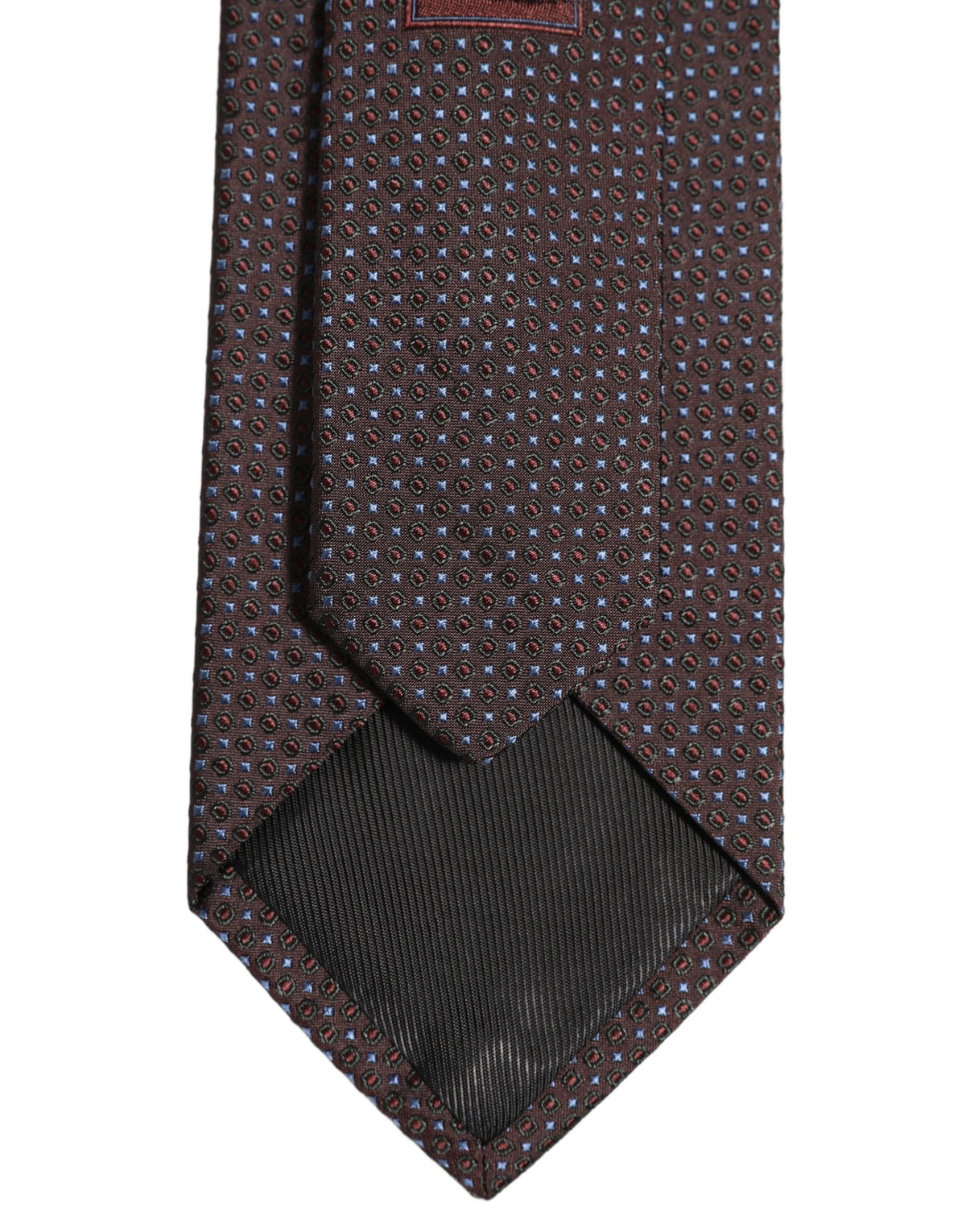 Dolce & Gabbana Men Brown Geometric Silk Adjustable Tied Necktie Tie