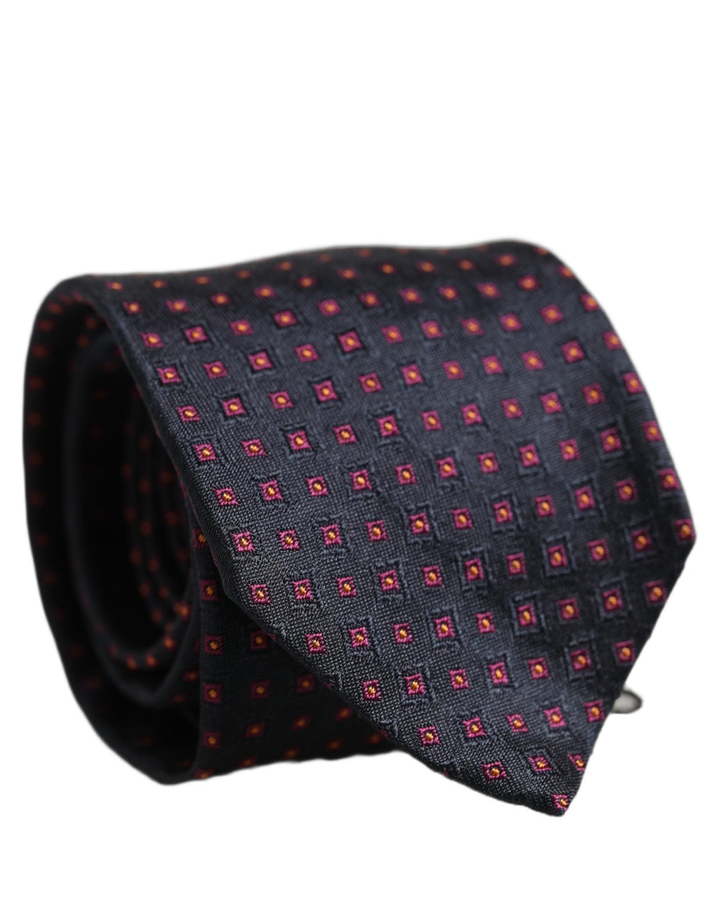 Dolce & Gabbana Men Dark Blue Geometric Silk Adjustable Tied Necktie Tie