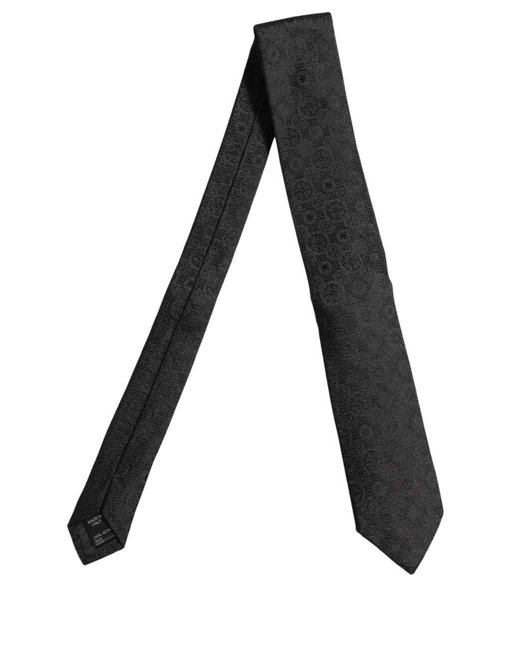 Dolce & Gabbana Men Black Silk Geometric Adjustable Tied Necktie Tie