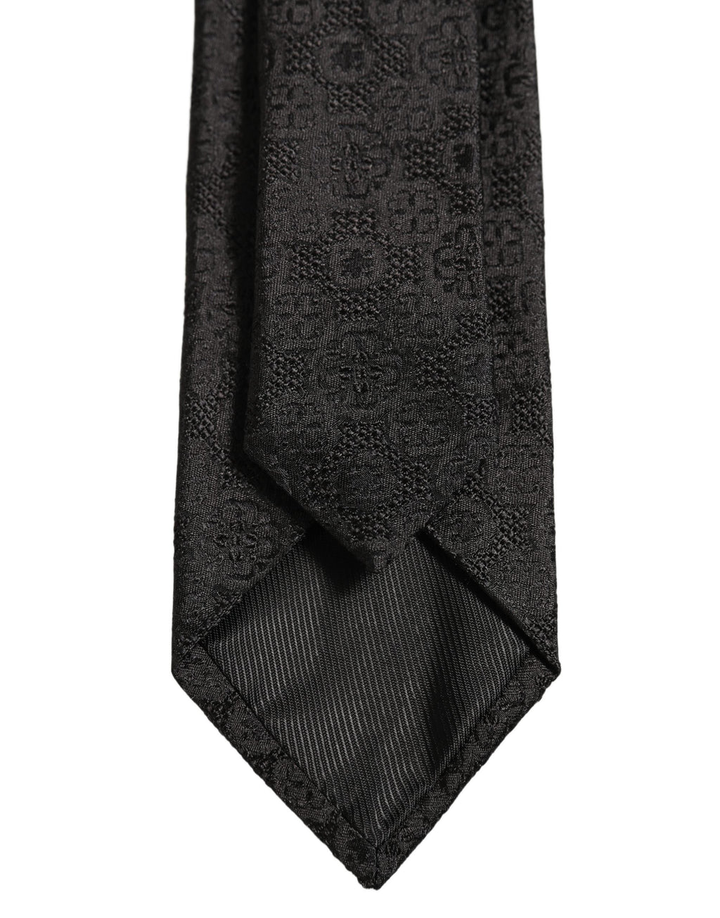 Dolce & Gabbana Men Black Silk Geometric Adjustable Tied Necktie Tie