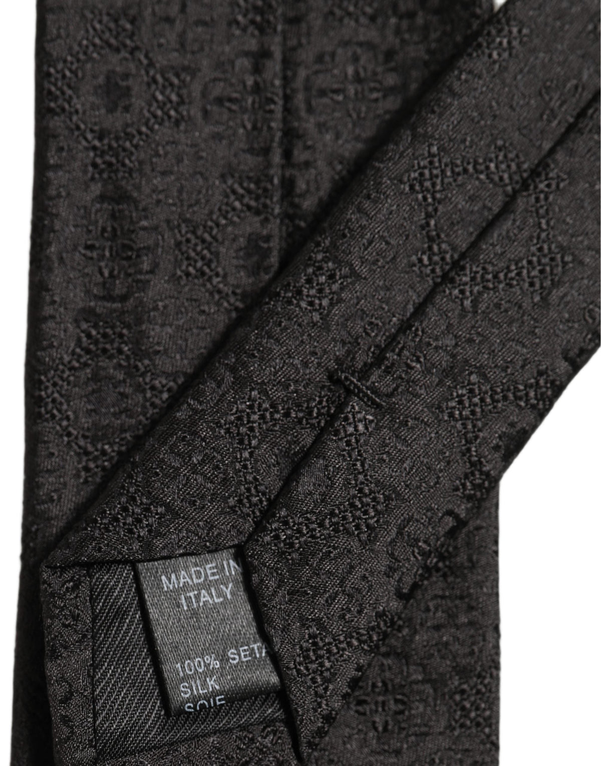 Dolce & Gabbana Men Black Silk Geometric Adjustable Tied Necktie Tie