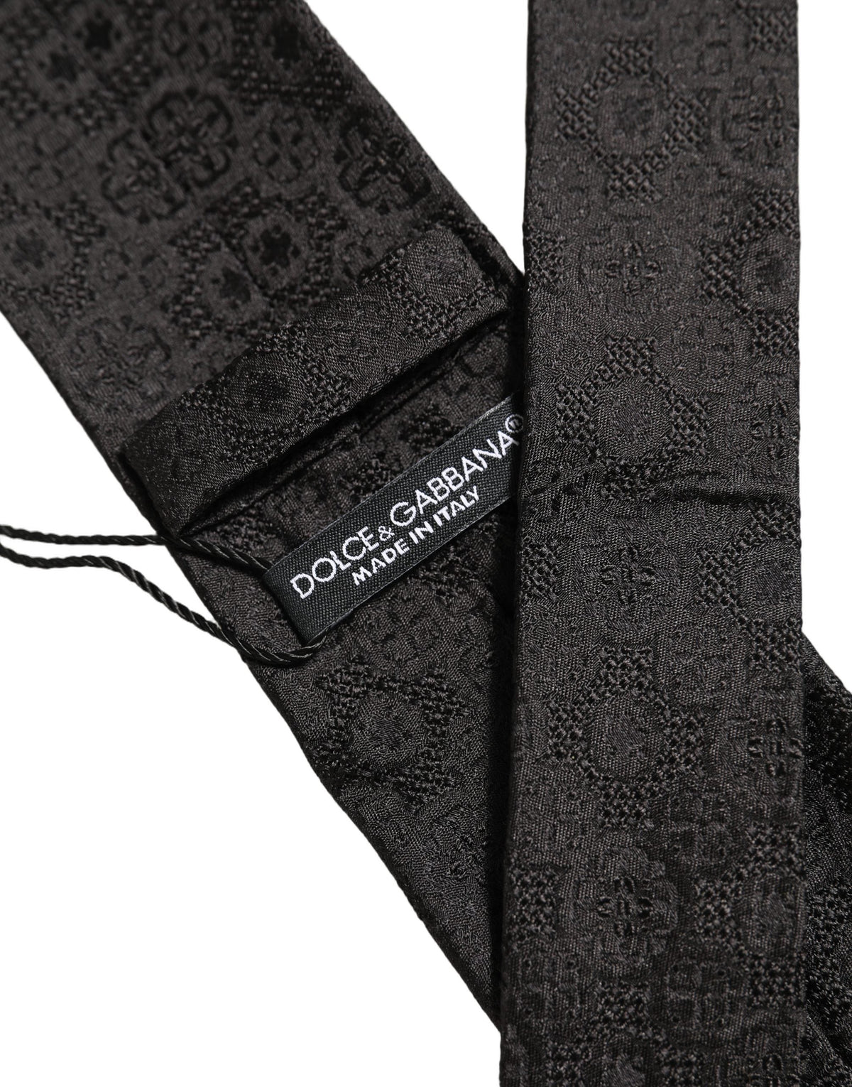 Dolce & Gabbana Men Black Silk Geometric Adjustable Tied Necktie Tie