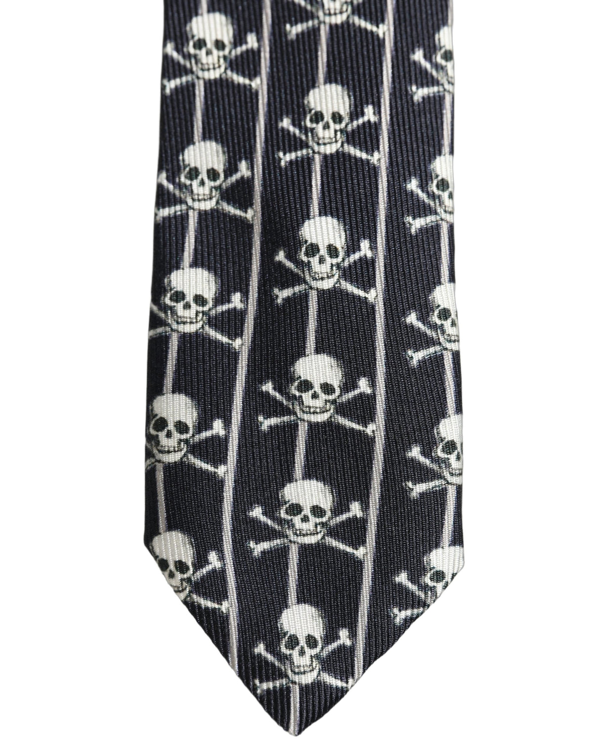 Dolce & Gabbana Men Black Silk Skull Fantasy Adjustable Tied Necktie Tie