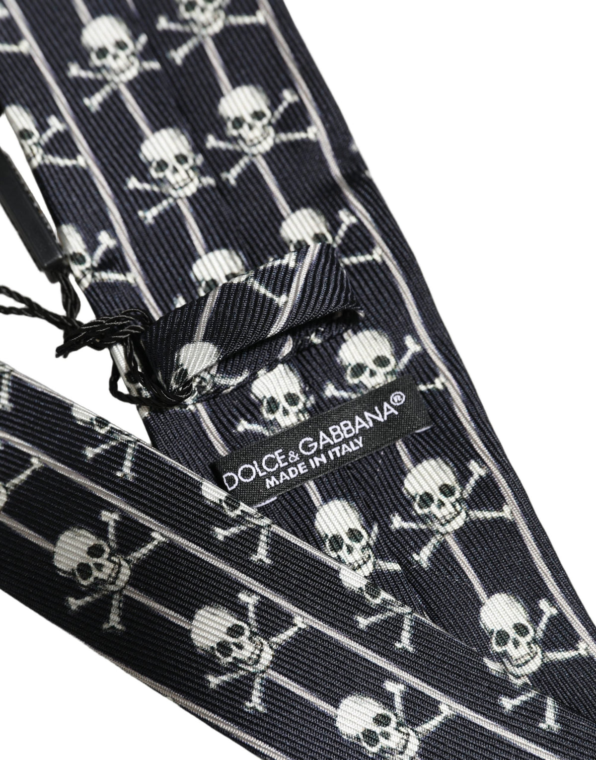 Dolce & Gabbana Men Black Silk Skull Fantasy Adjustable Tied Necktie Tie