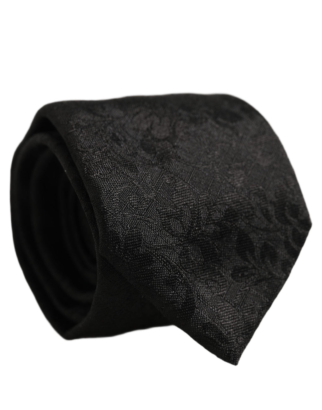 Dolce & Gabbana Men Black Silk Tonal Floral Adjustable Tied Necktie Tie