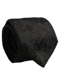 Dolce & Gabbana Men Black Silk Tonal Floral Adjustable Tied Necktie Tie