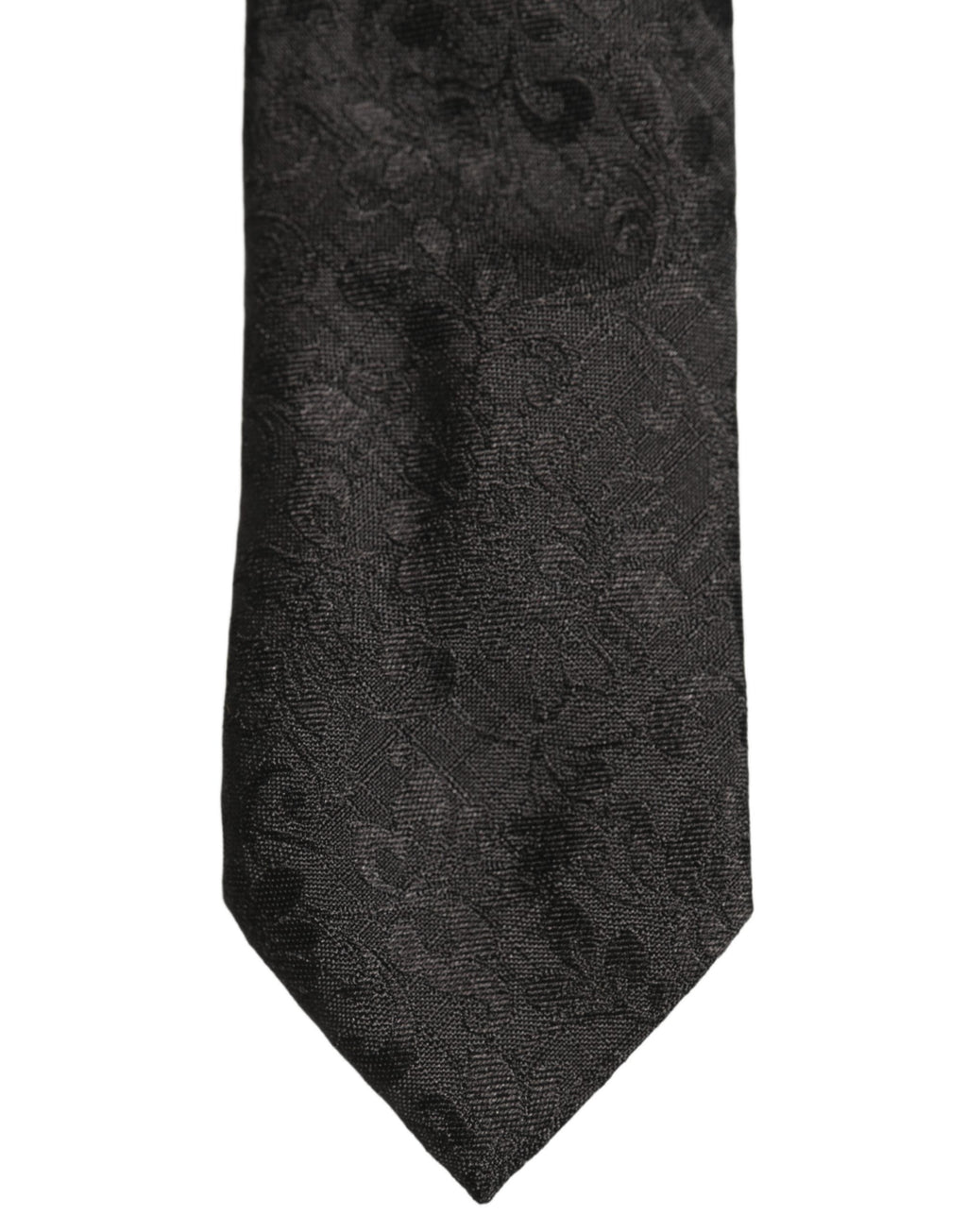 Dolce & Gabbana Men Black Silk Tonal Floral Adjustable Tied Necktie Tie