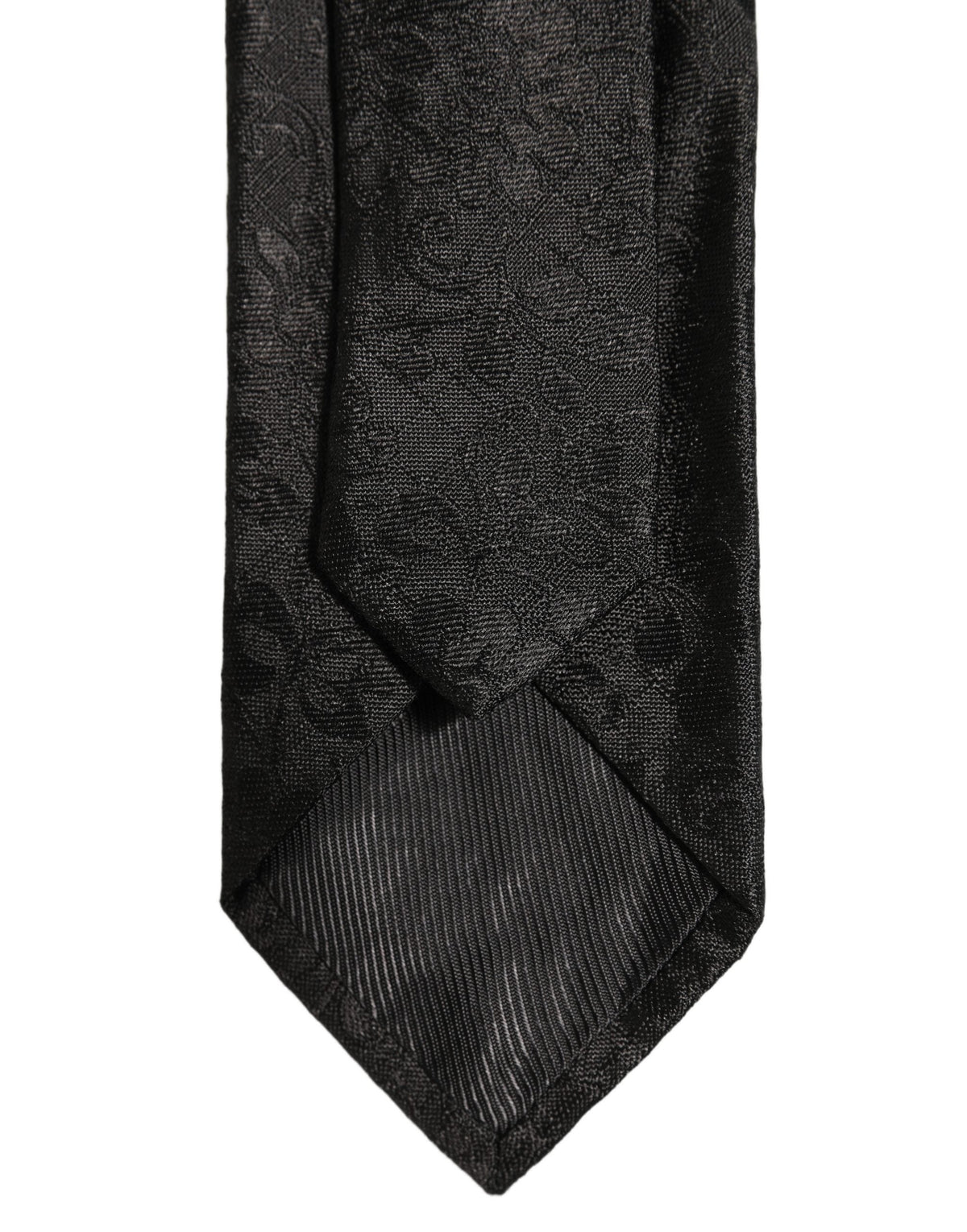Dolce & Gabbana Men Black Silk Tonal Floral Adjustable Tied Necktie Tie